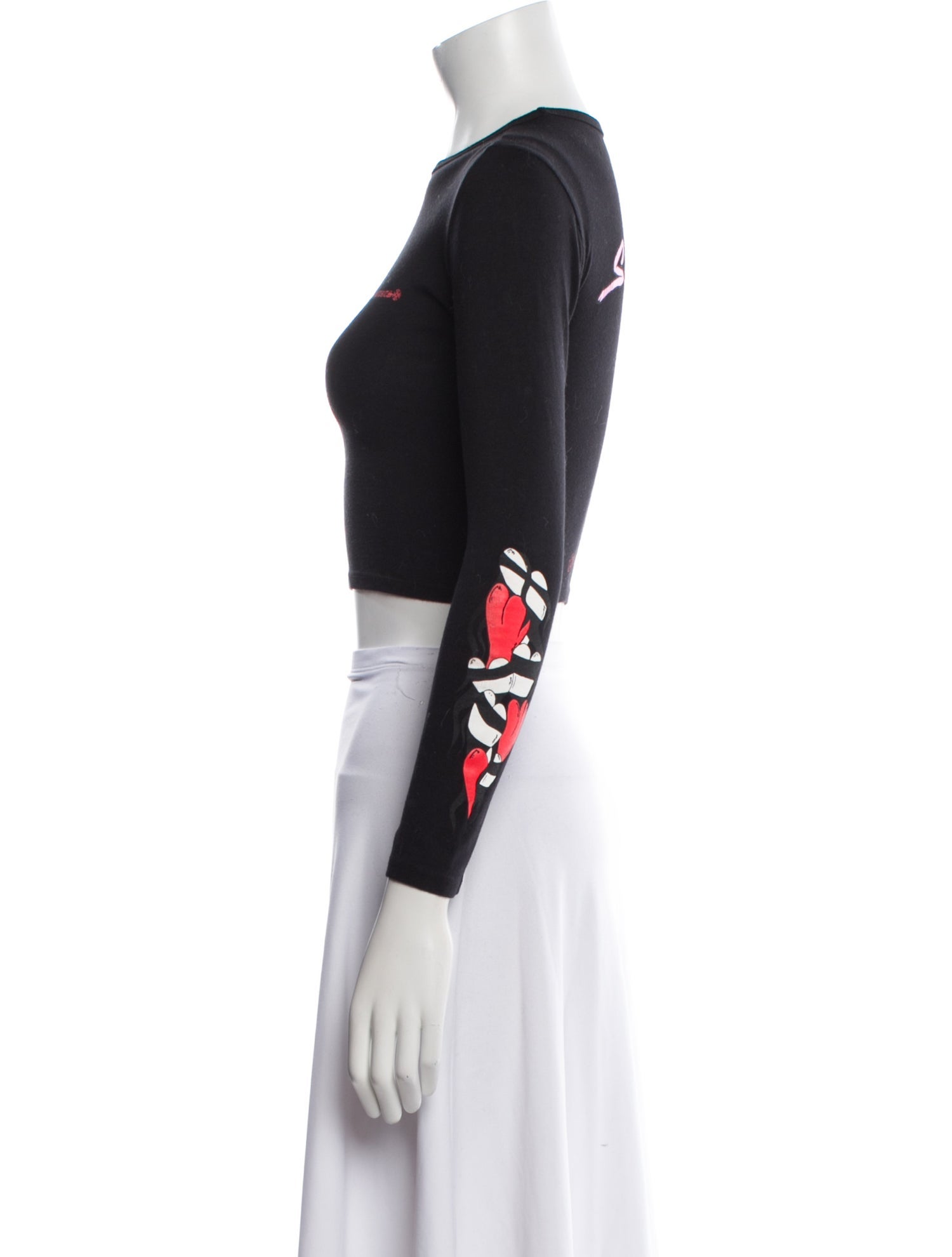 Chrome Hearts Crew Neck Long Sleeve Crop Top