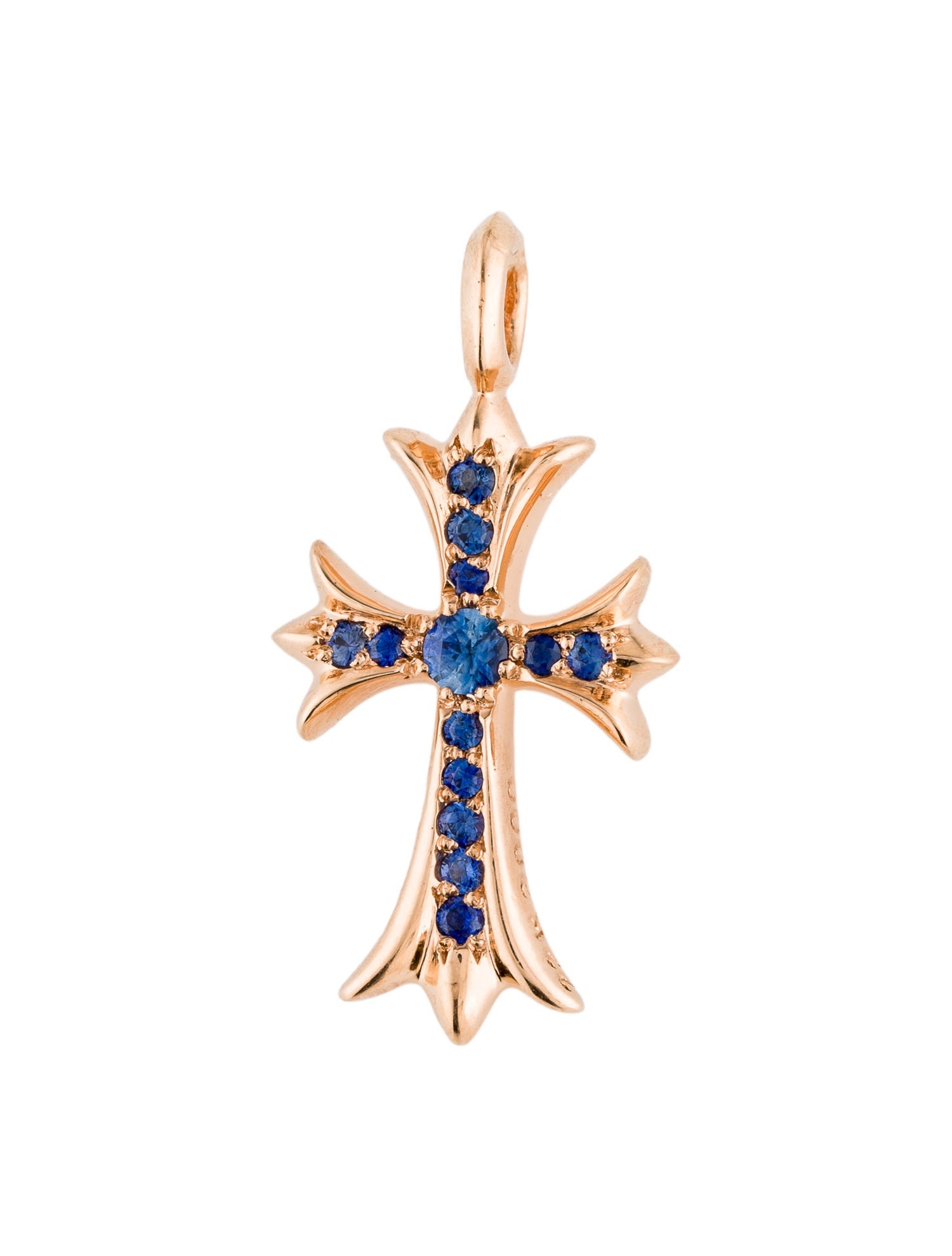 Chrome Hearts 22K Sapphire Tiny Cross Pendant