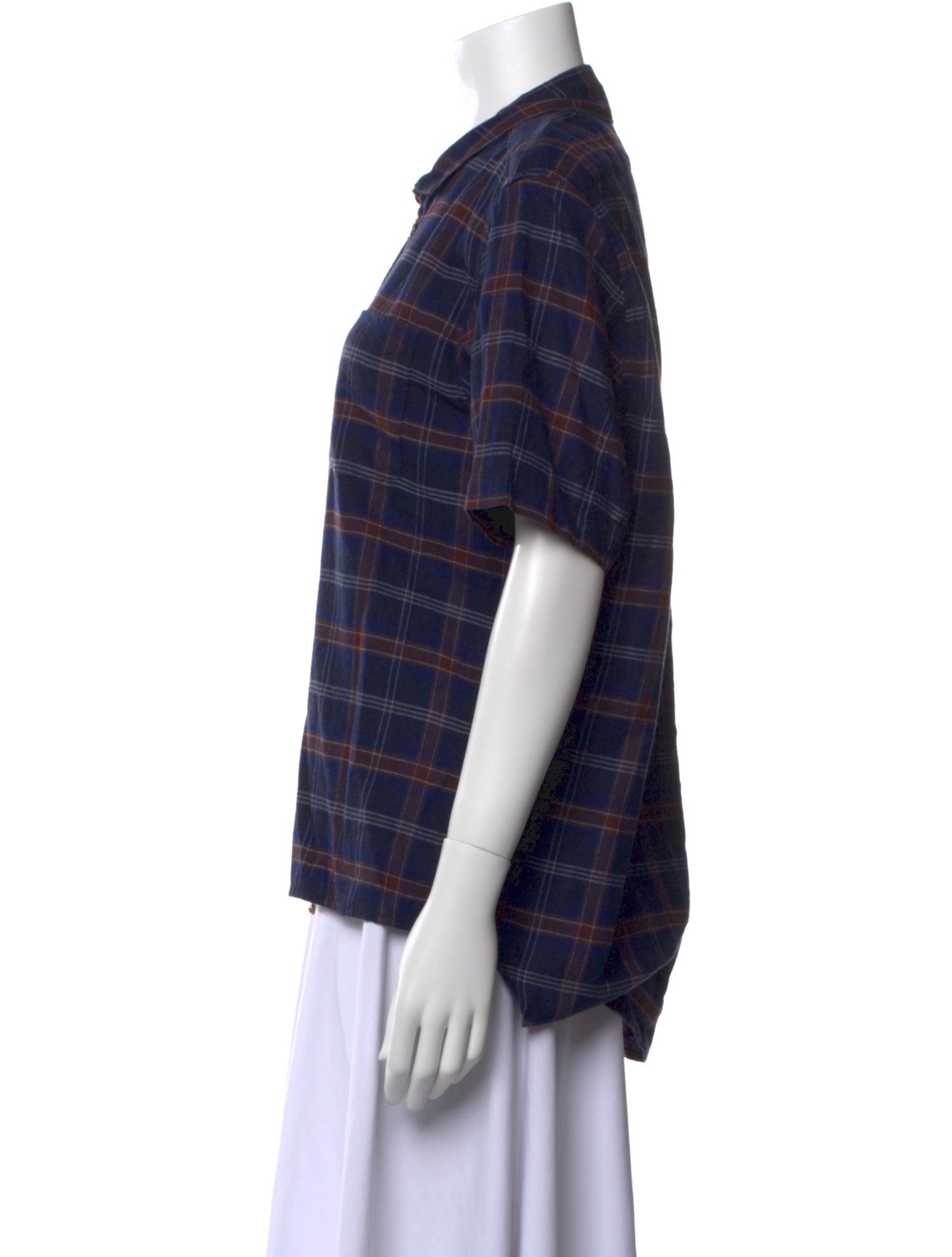 Chrome Hearts Plaid Zip Plaid Print Button-Up Top