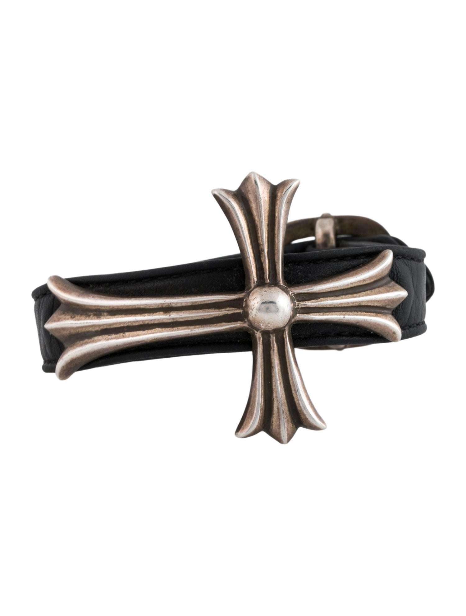 Chrome Hearts Cross & Leather Buckle Bracelet