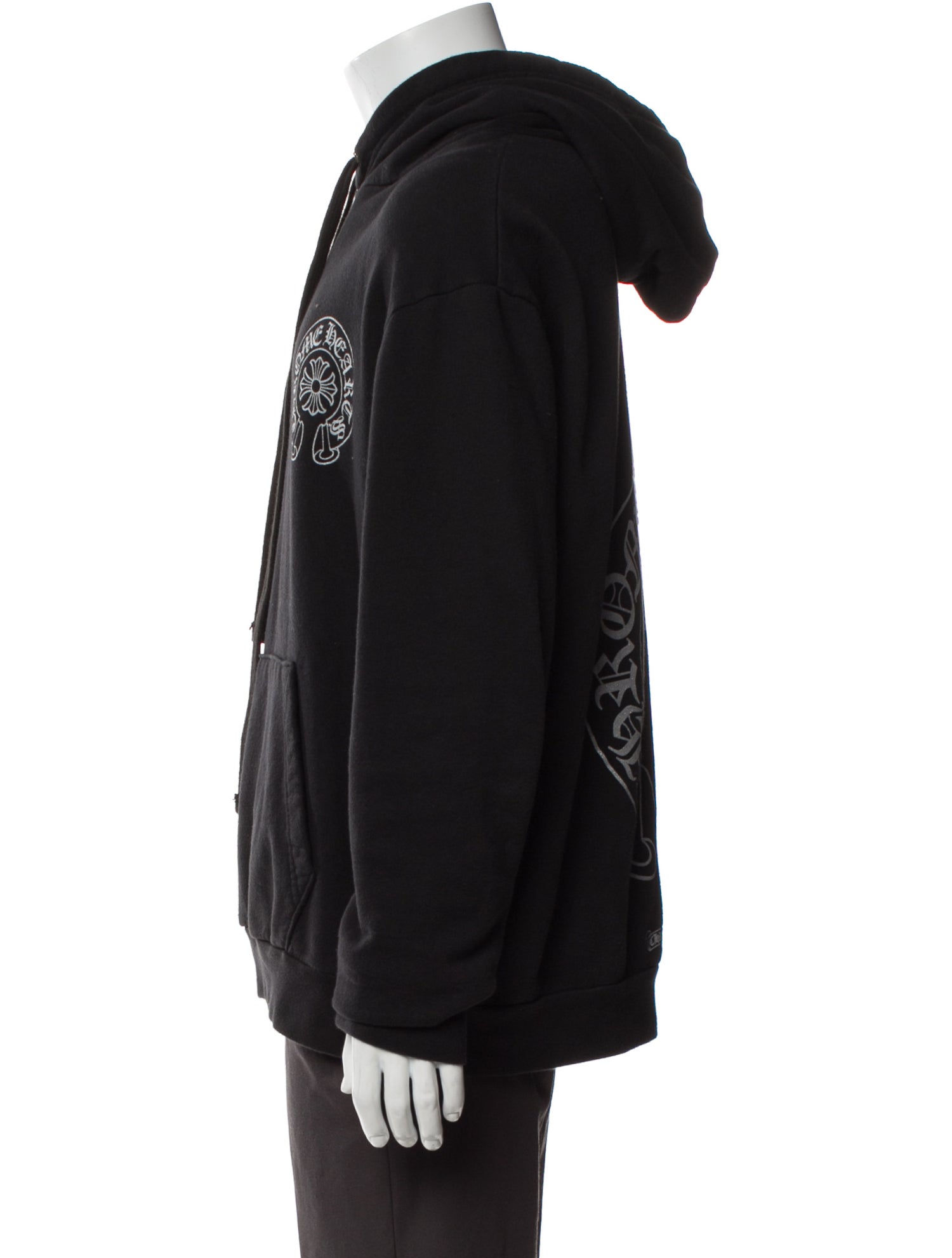 Chrome Hearts Glitter Horseshoe Logo Graphic Print Hoodie