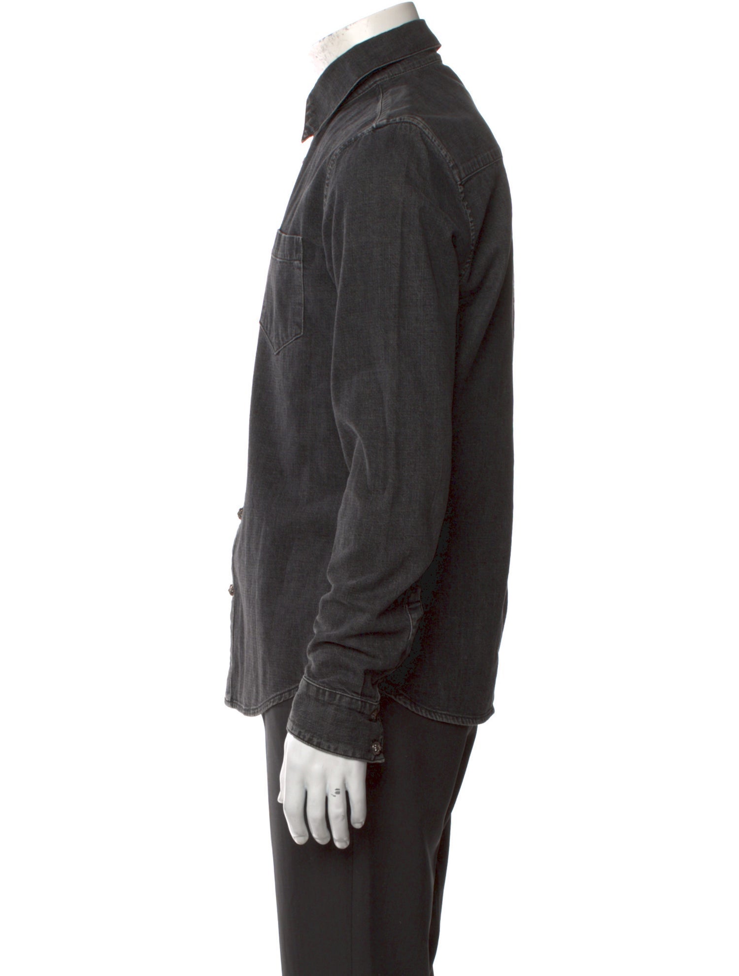 Chrome Hearts Leather Long Sleeve Denim Shirt