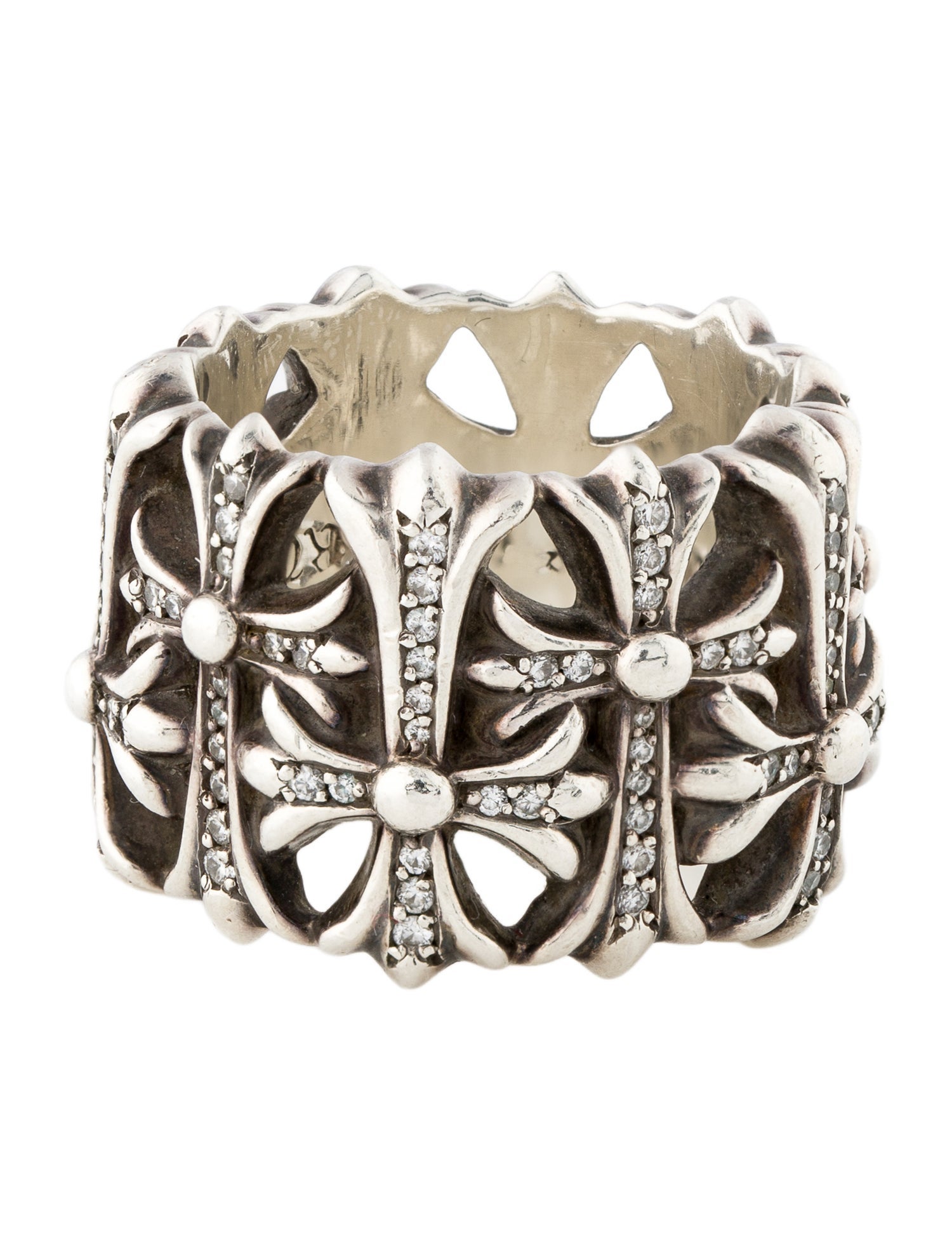 Chrome Hearts Diamond Cemetery Cross Band Ring