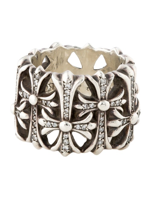 Chrome Hearts Diamond Cemetery Cross Band Ring