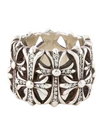 Chrome Hearts Diamond Cemetery Cross Band Ring