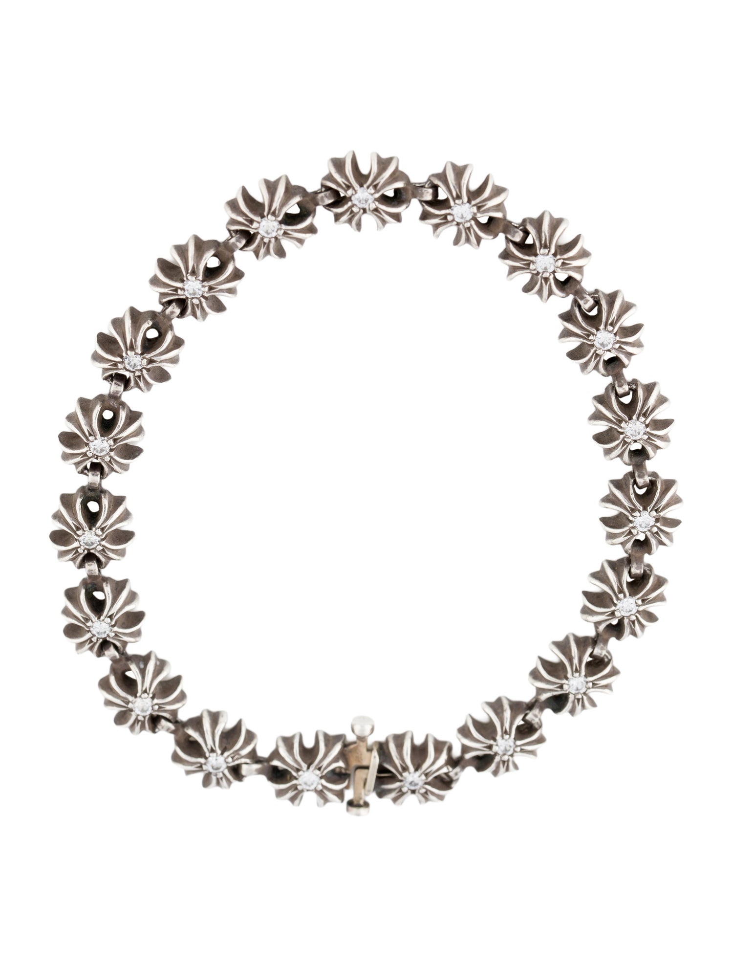 Chrome Hearts Diamond Maltese Cross Link Bracelet