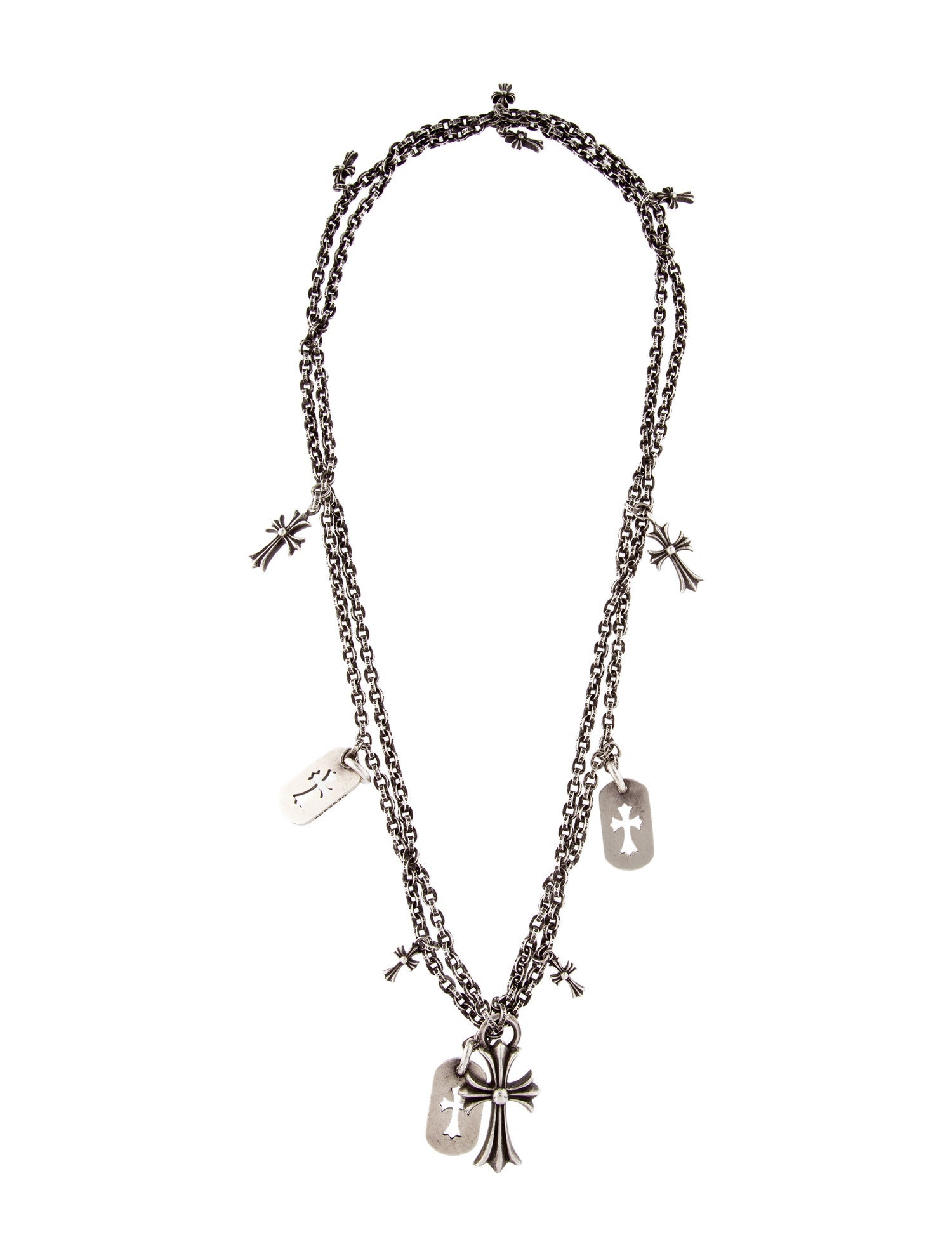 Chrome Hearts Extra Long 12 Charm Station Necklace