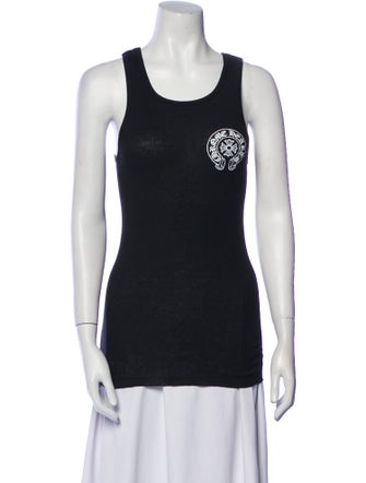 Chrome Hearts Horseshoe Logo Scoop Neck Top