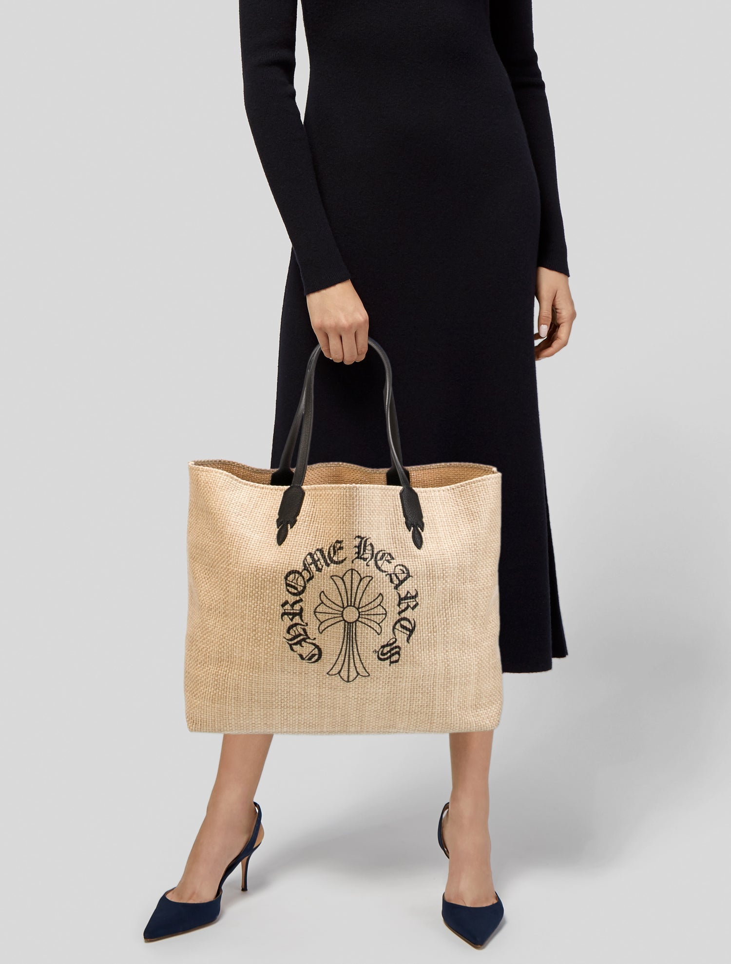 Chrome Hearts Raffia Cross Logo Raffia Tote