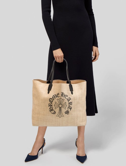 Chrome Hearts Raffia Cross Logo Raffia Tote