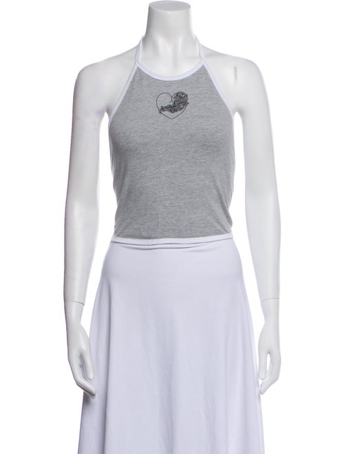 Chrome Hearts Graphic Print Halterneck Crop Top
