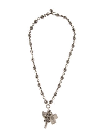 Chrome Hearts Dagger Pendant & Maltese Cross Chain Necklace