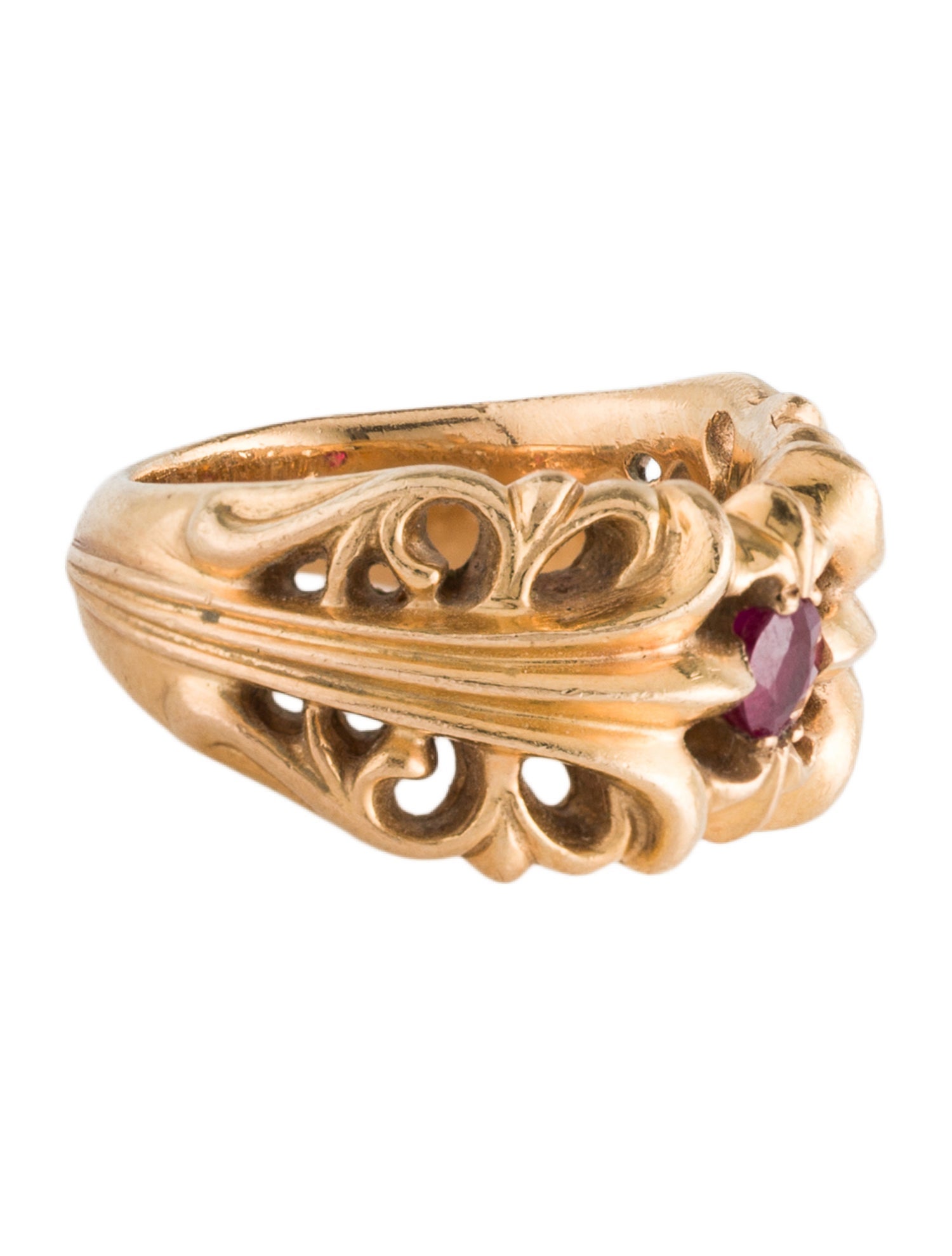 Chrome Hearts 22K Ruby Maltese Cross Band