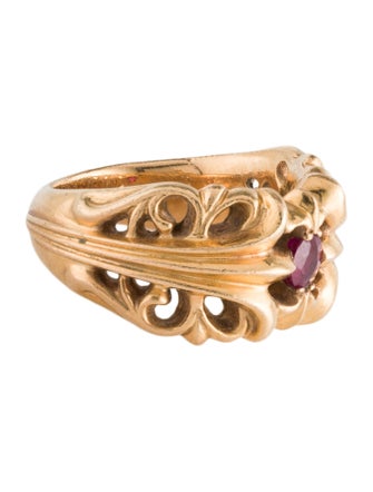 Chrome Hearts 22K Ruby Maltese Cross Band