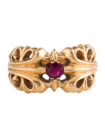 Chrome Hearts 22K Ruby Maltese Cross Band