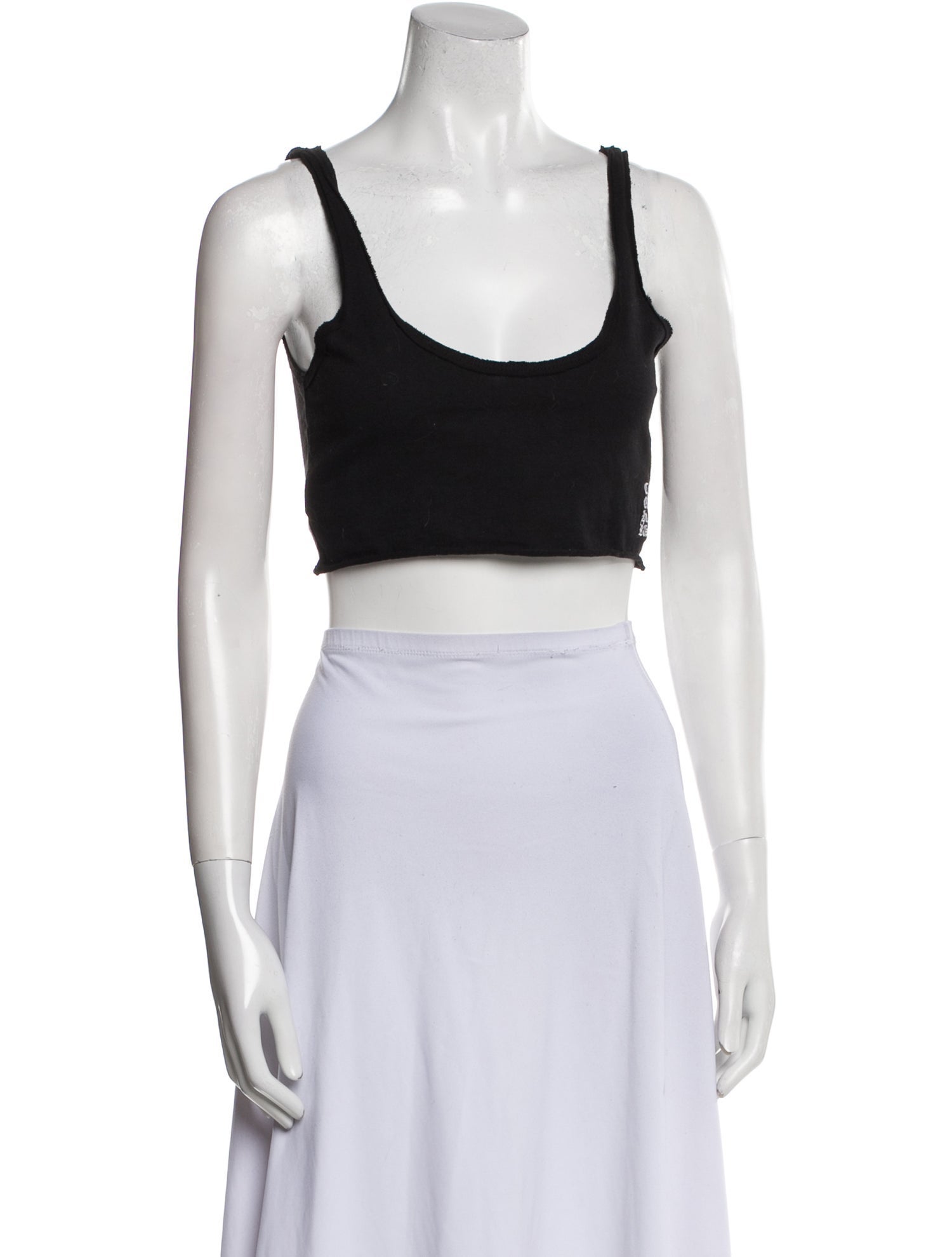 Chrome Hearts Mini Embroidered Eyechart Logo Scoop Neck Crop Top