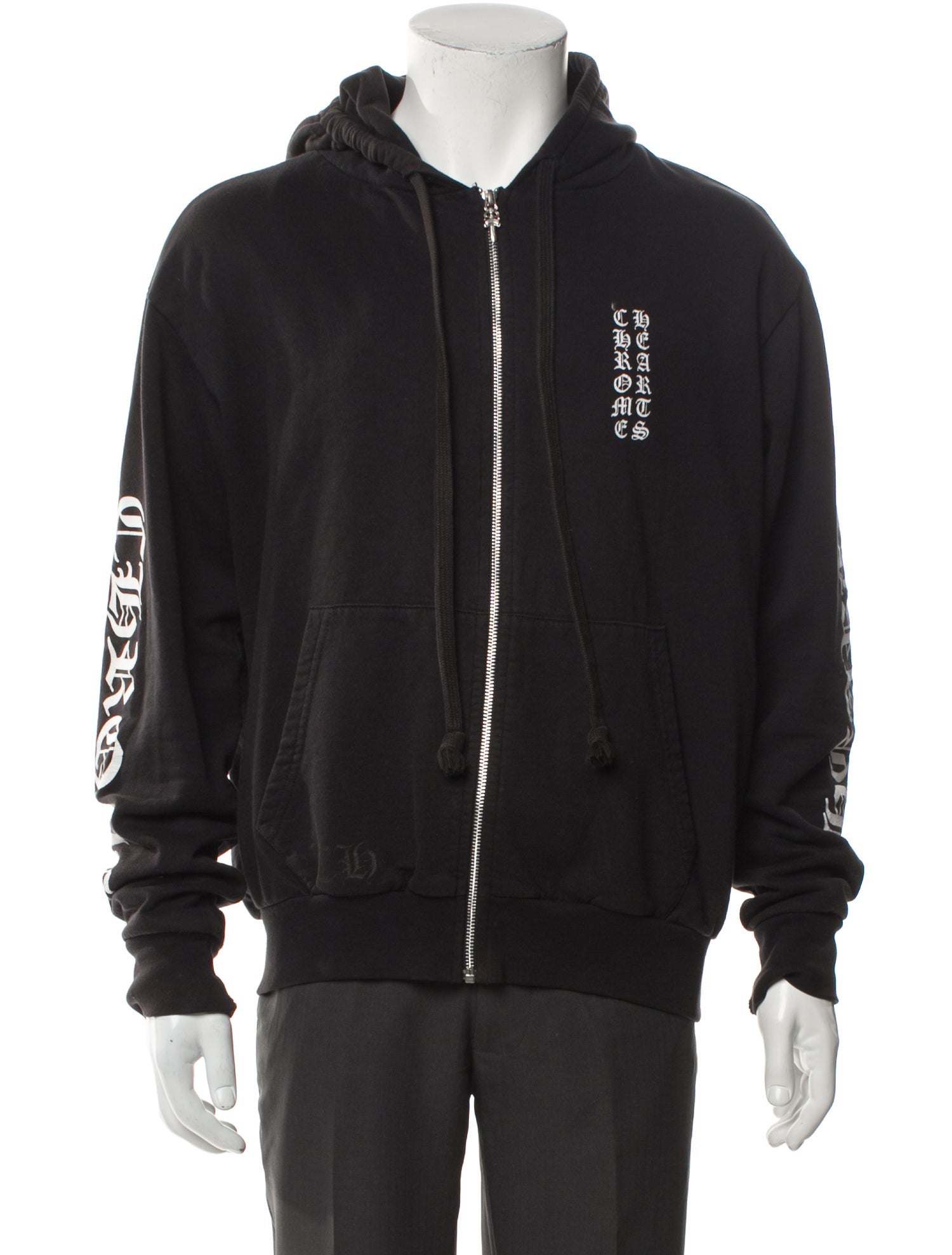 Chrome Hearts Vertical Logo Graphic Print Hoodie