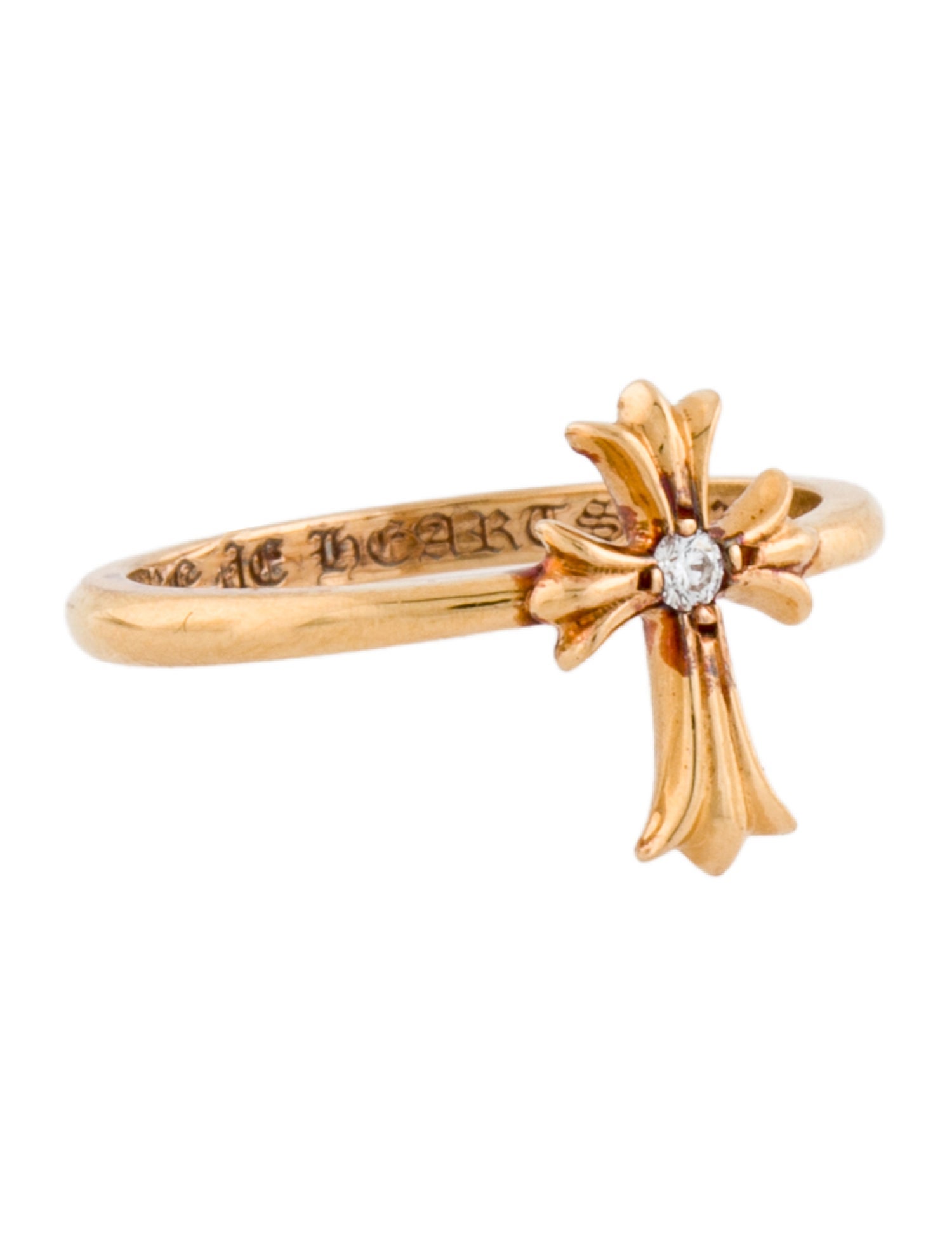 Chrome Hearts 22K Diamond Cross Ring