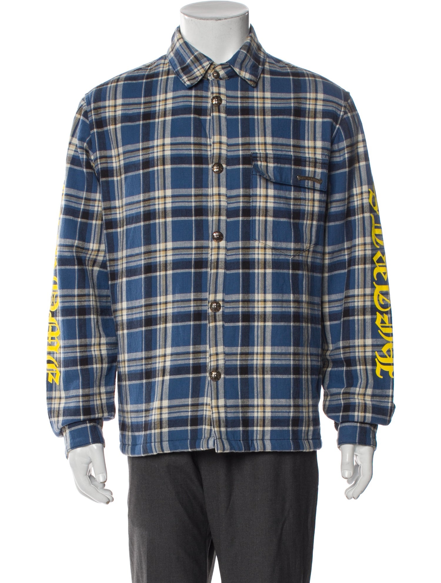 Chrome Hearts Padded Plaid Flannel Plaid Print Trucker Jacket