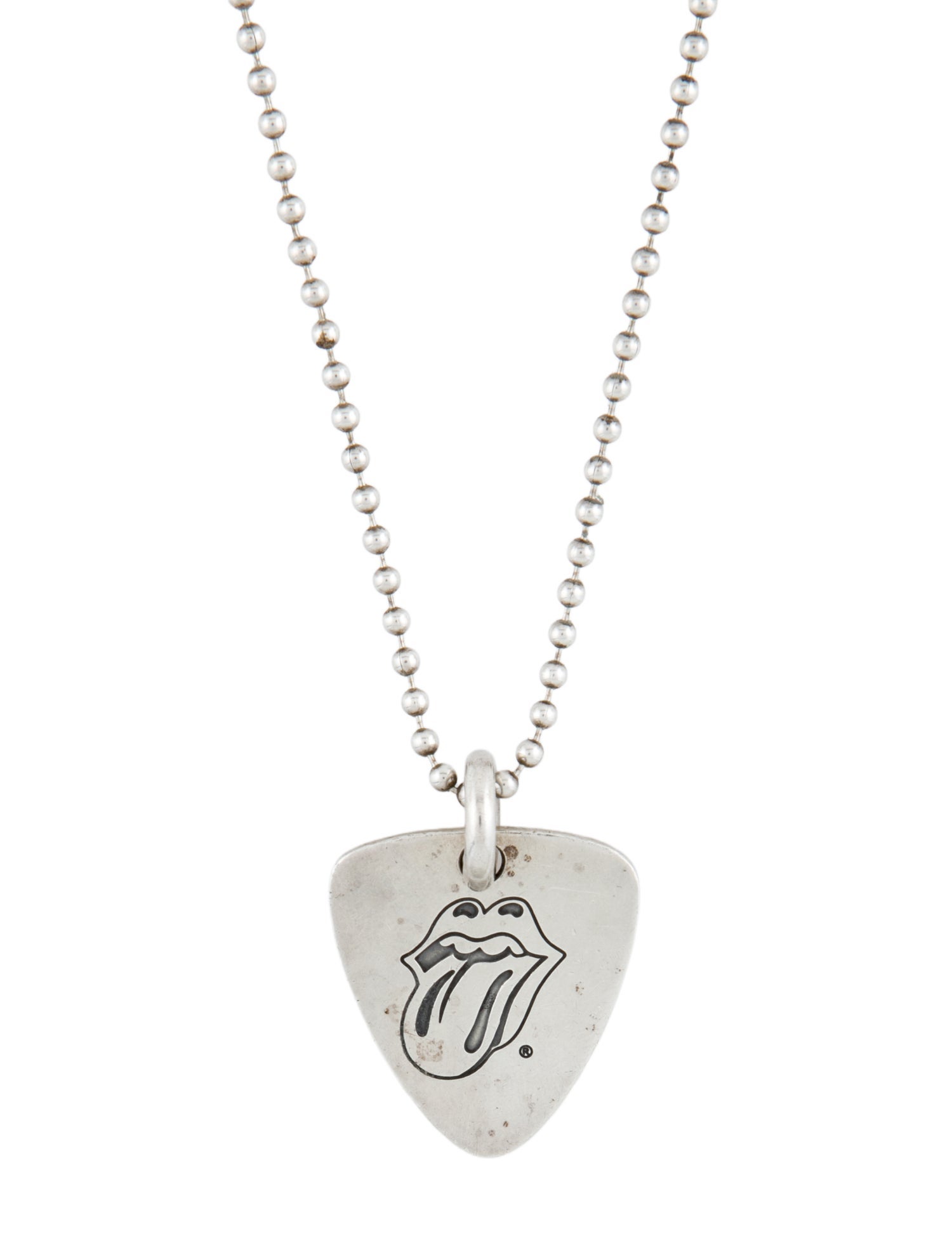 Chrome Hearts Rolling Stones Guitar Pick Pendant Necklace