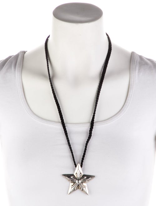 Chrome Hearts Leather Braided Cord Star Pendant Necklace
