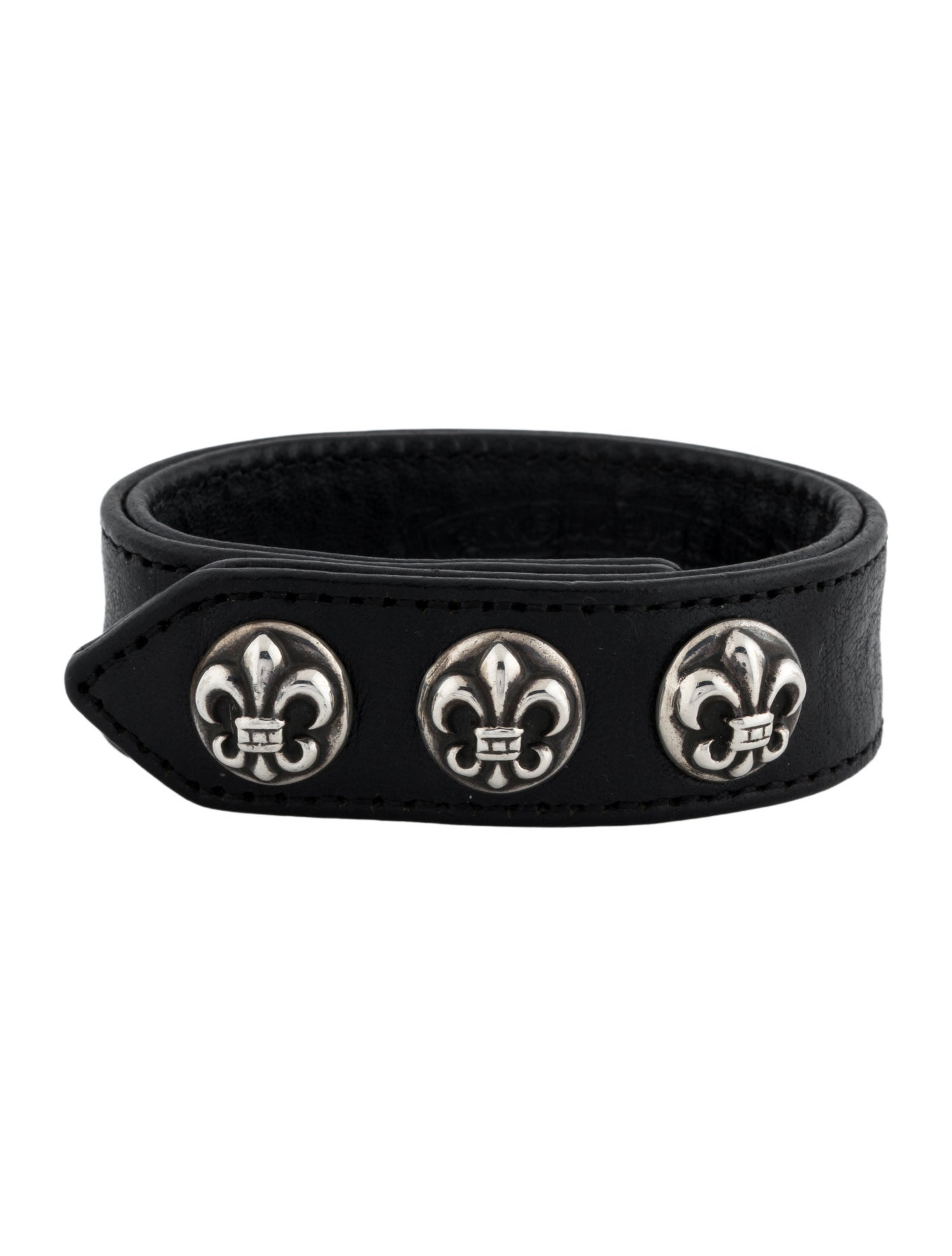 Chrome Hearts Fleur de Lis Leather Bracelet