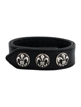Chrome Hearts Fleur de Lis Leather Bracelet