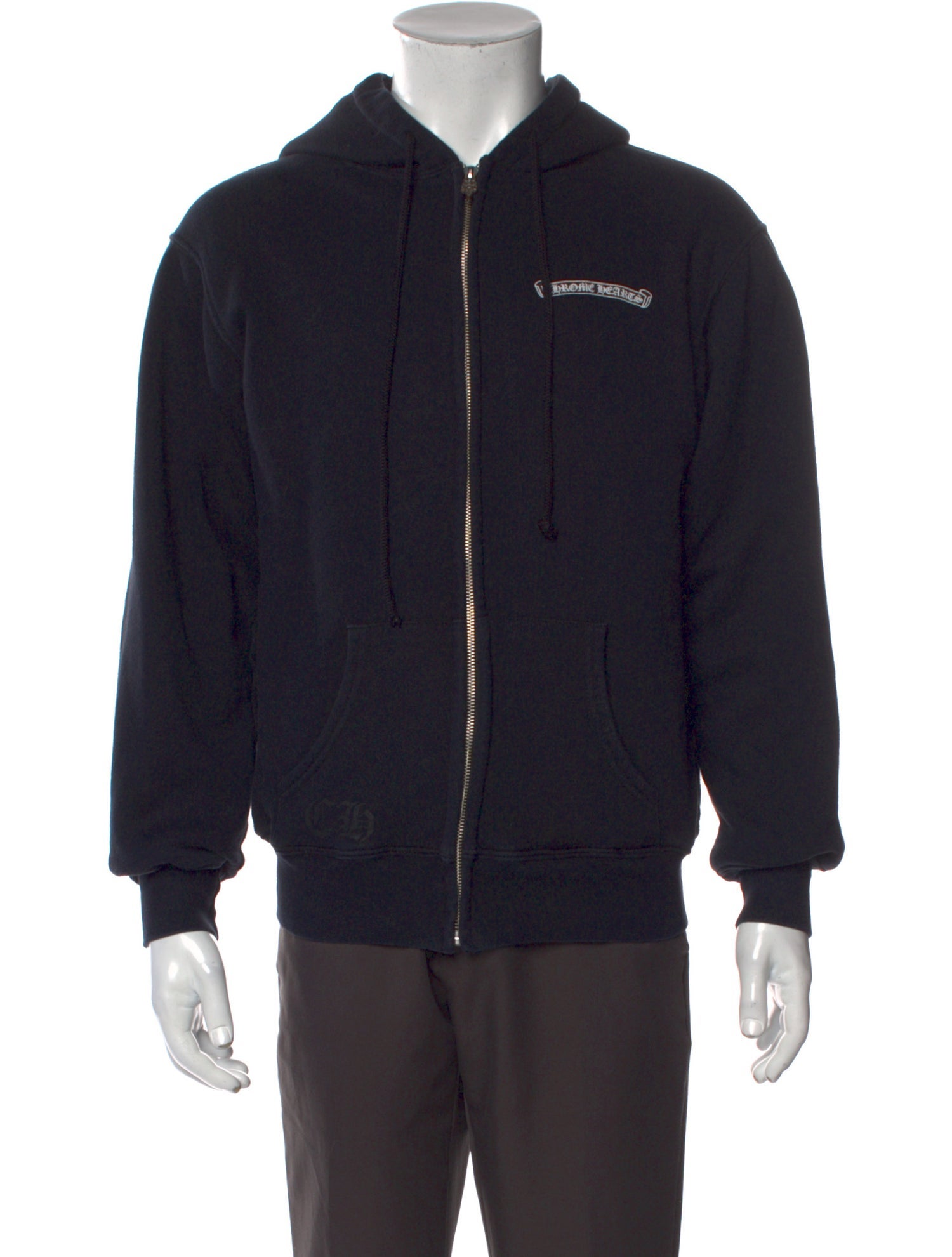 Chrome Hearts Thermal Scroll Logo Zip Up Graphic Print Hoodie