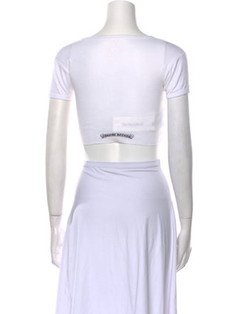 Chrome Hearts Graphic Print Crew Neck Crop Top