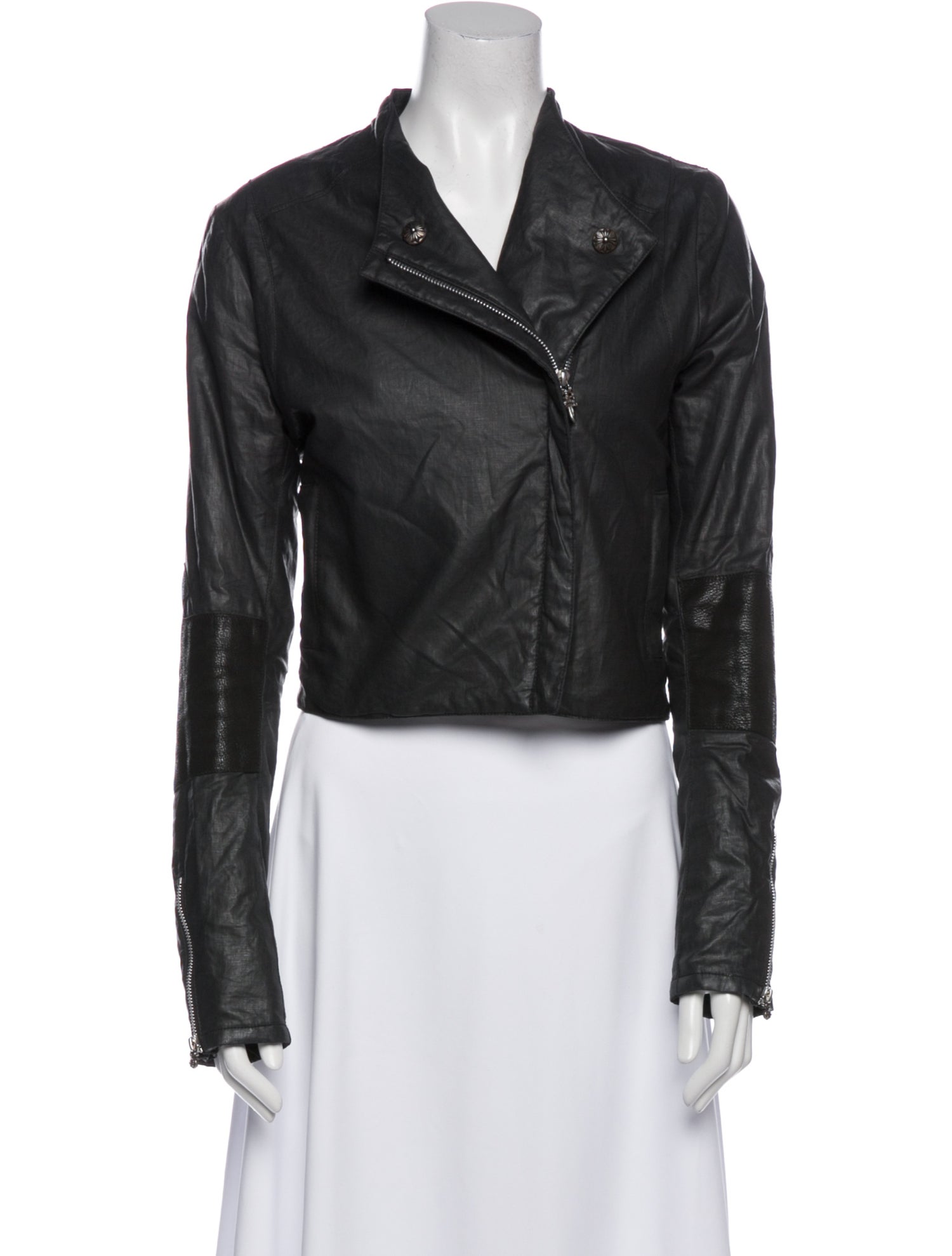 Chrome Hearts Waxed Biker Linen Biker Jacket