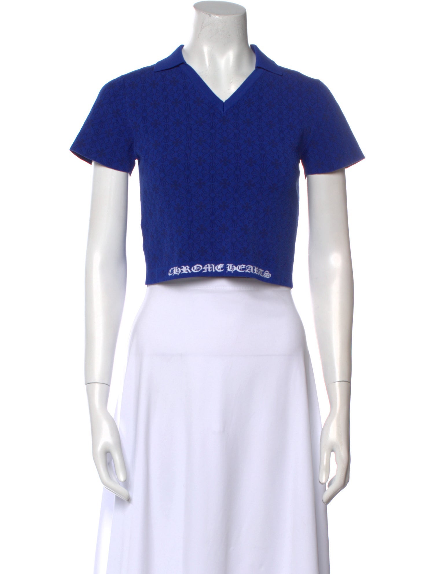 Chrome Hearts V-Neck Short Sleeve Crop Top