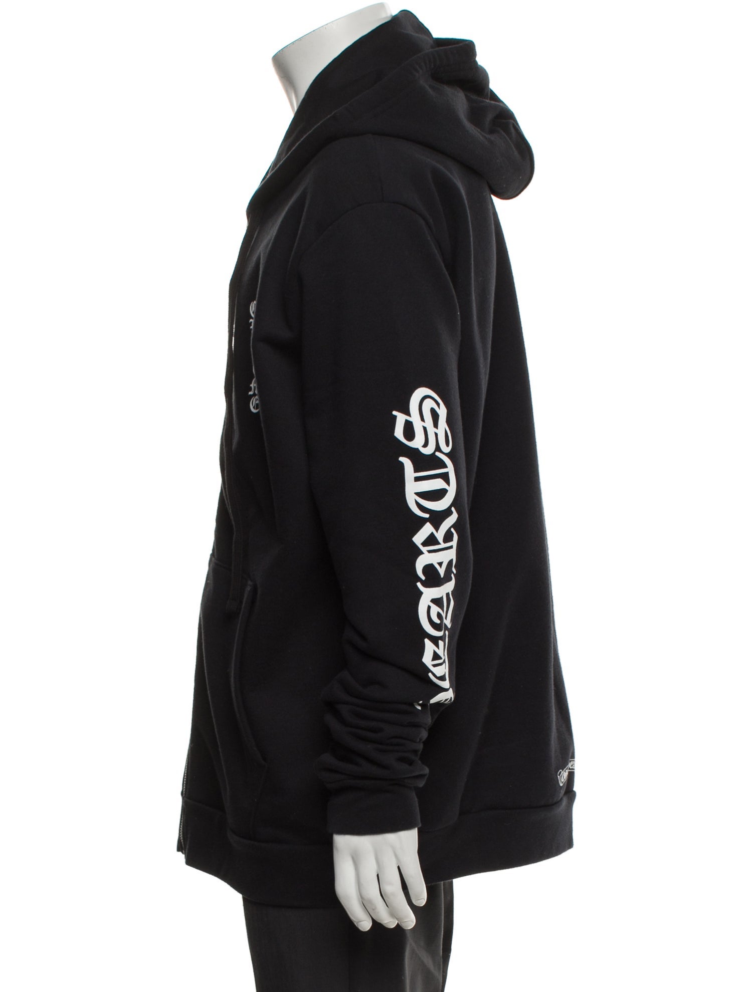 Chrome Hearts Vertical Logo Zip Graphic Print Hoodie