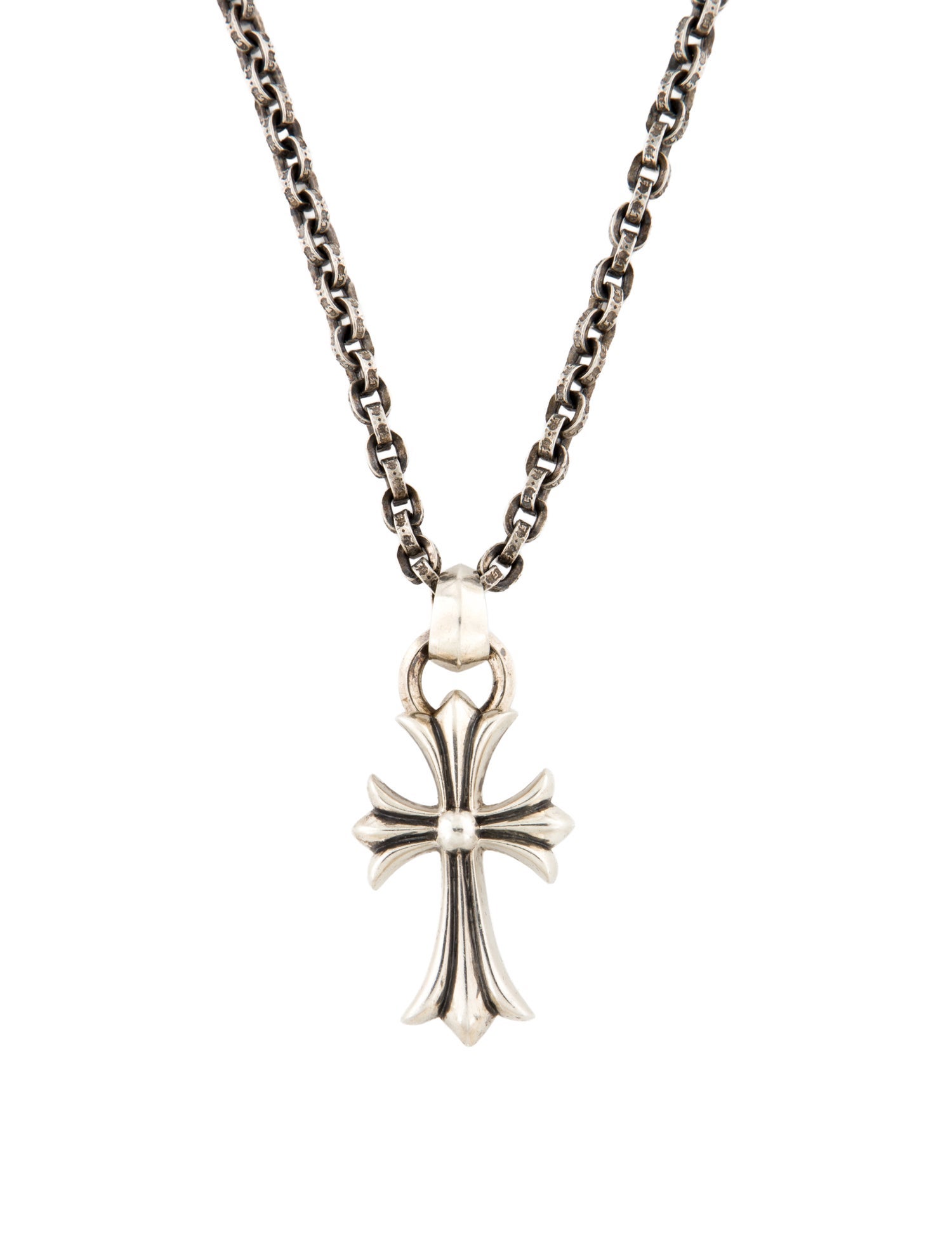 Chrome Hearts Maltese Cross Pendant w/ Paper Chain Link Necklace