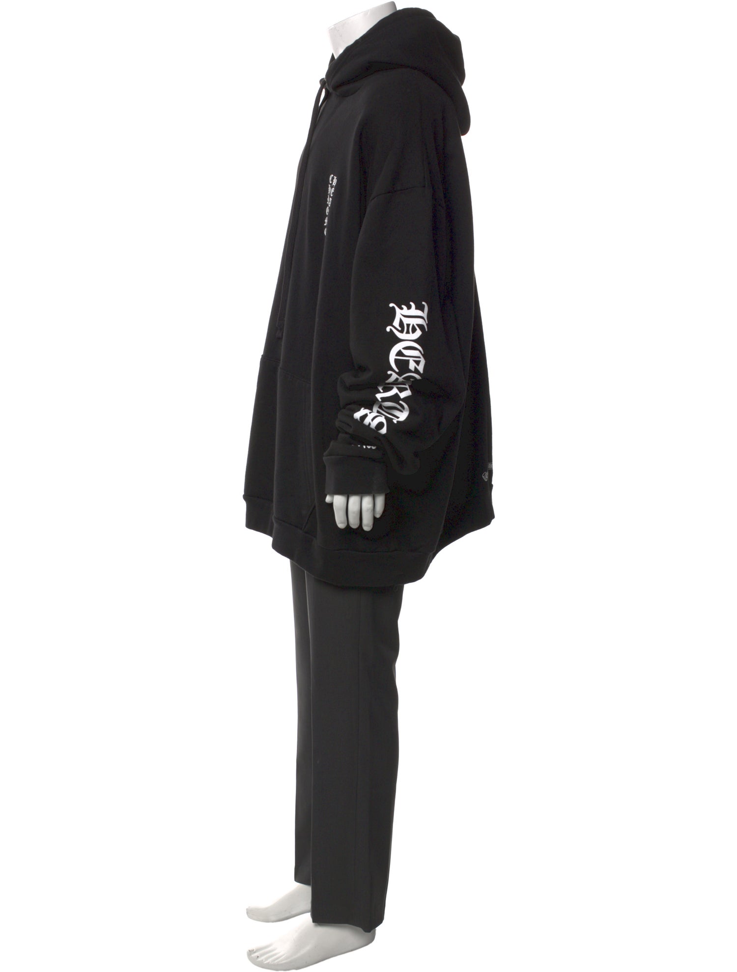 Chrome Hearts Vertical Logo Graphic Print Hoodie