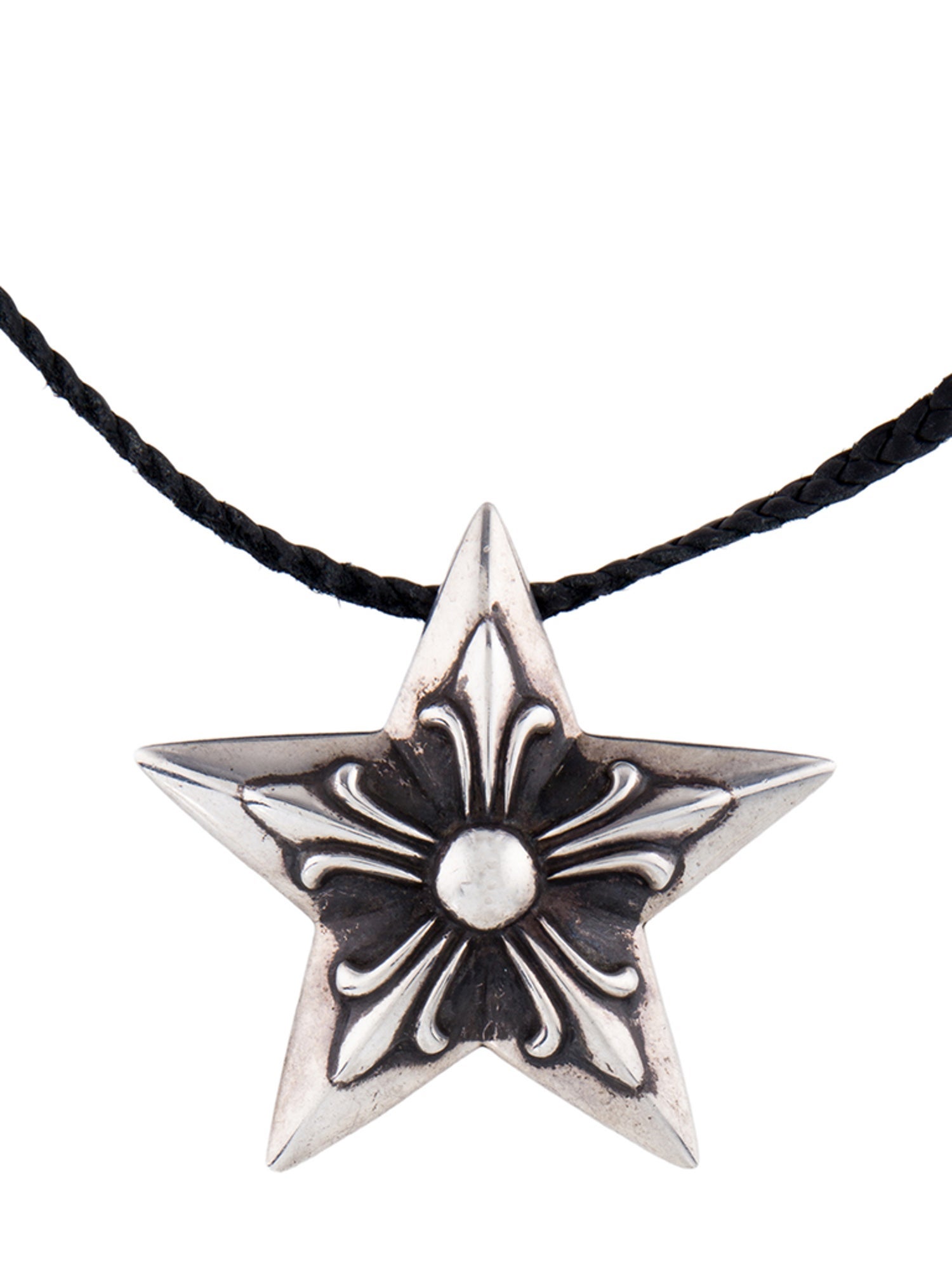 Chrome Hearts Leather Braided Cord Star Pendant Necklace