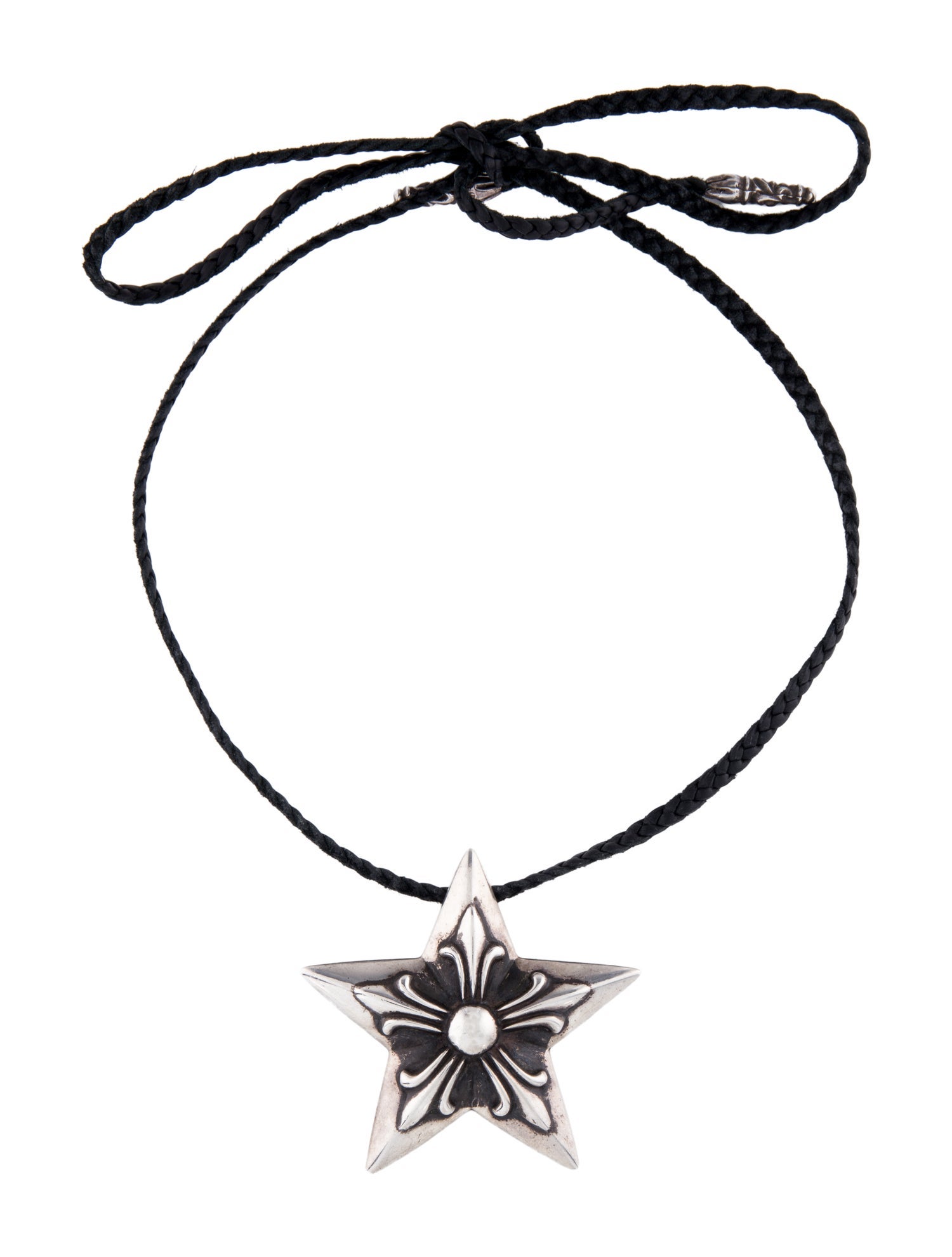 Chrome Hearts Leather Braided Cord Star Pendant Necklace