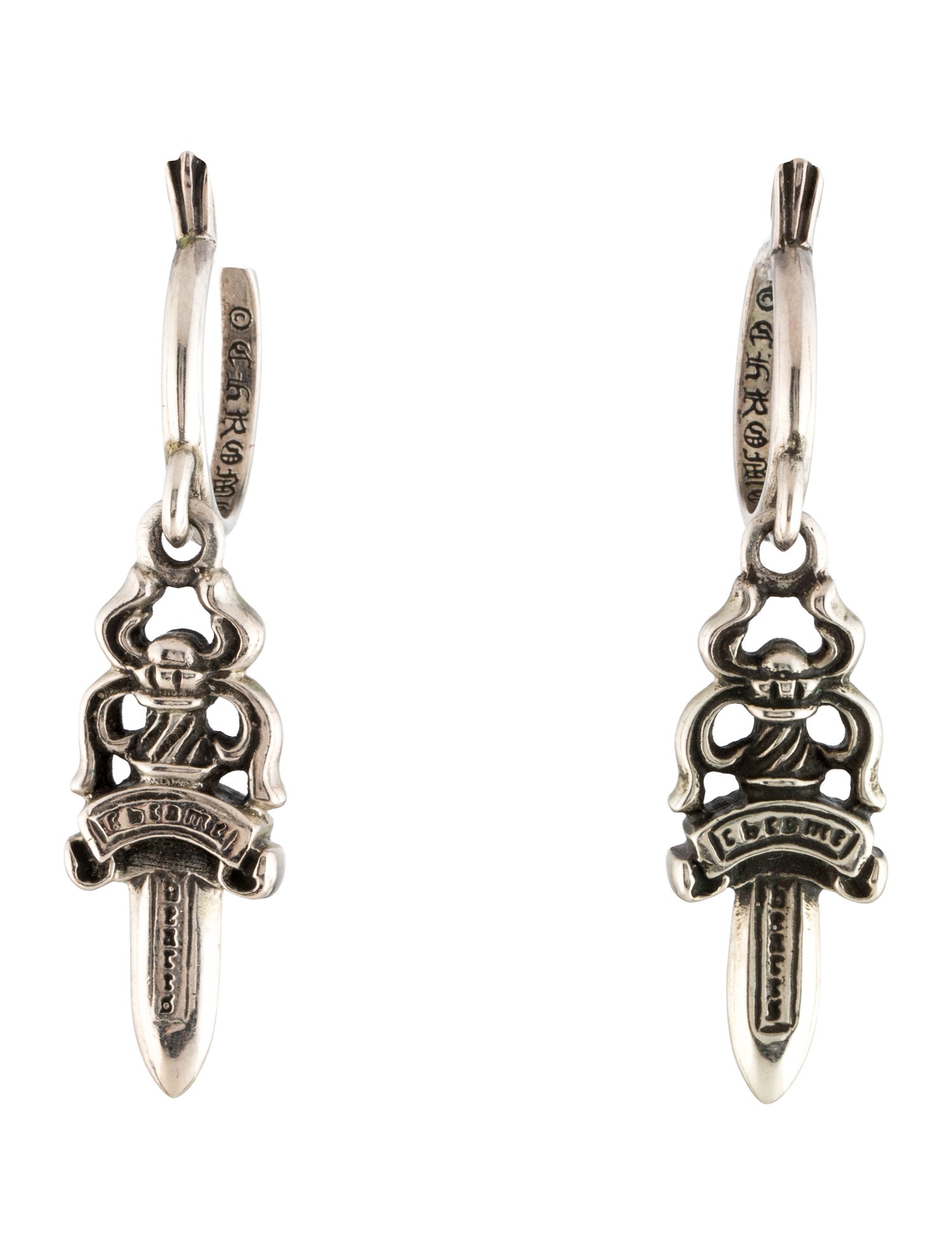 Chrome Hearts Dagger Hoop Drop Earrings