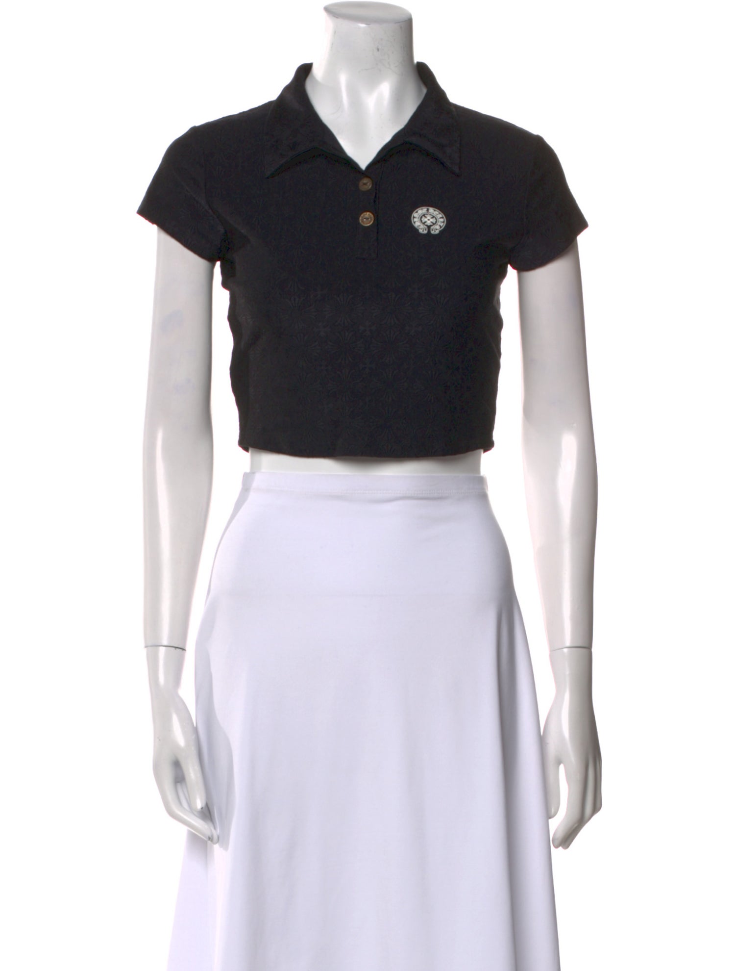 Chrome Hearts Jacquard Monogram Short Sleeve Crop Top