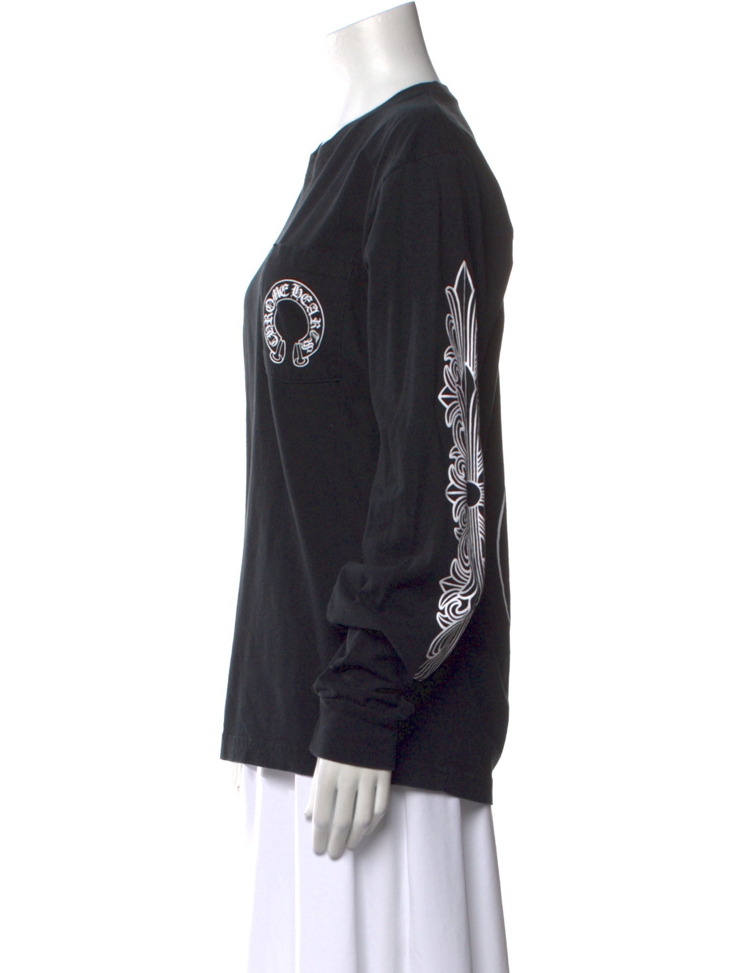 Chrome Hearts Horseshoe Floral Graphic Print T-Shirt