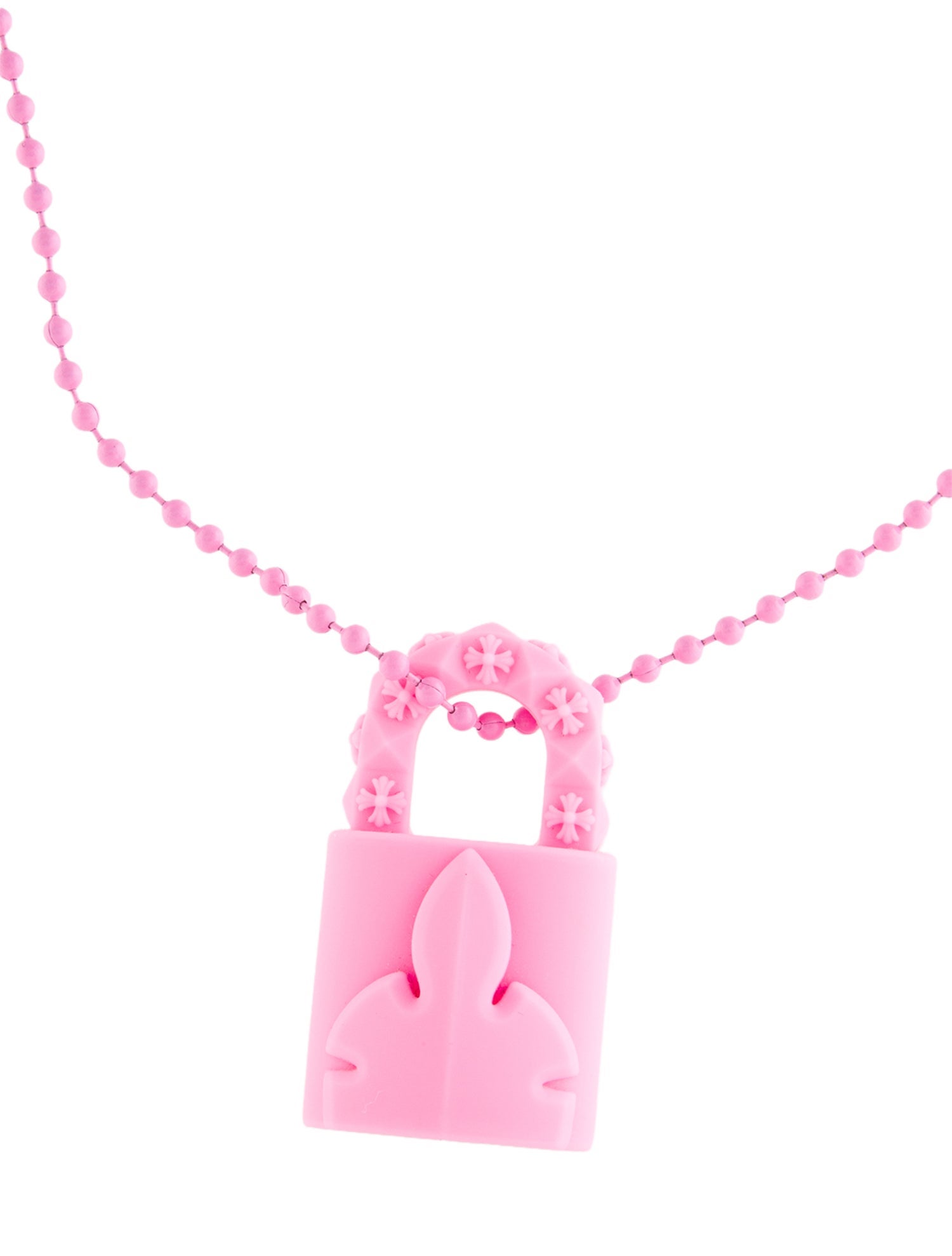 Chrome Hearts Silichrome Padlock Pendant Necklace