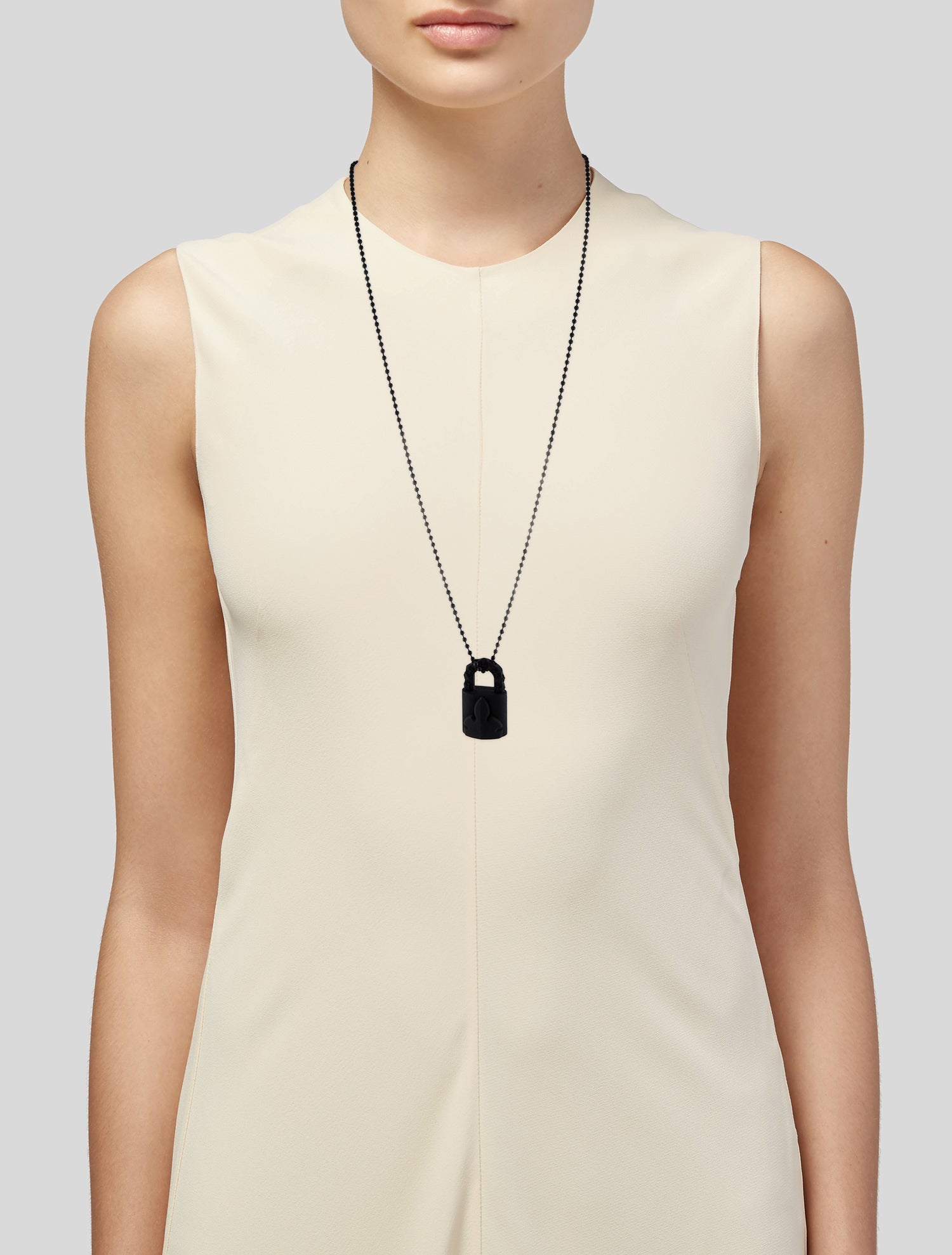 Chrome Hearts Silichrome Flerknee Padlock Pendant Necklace