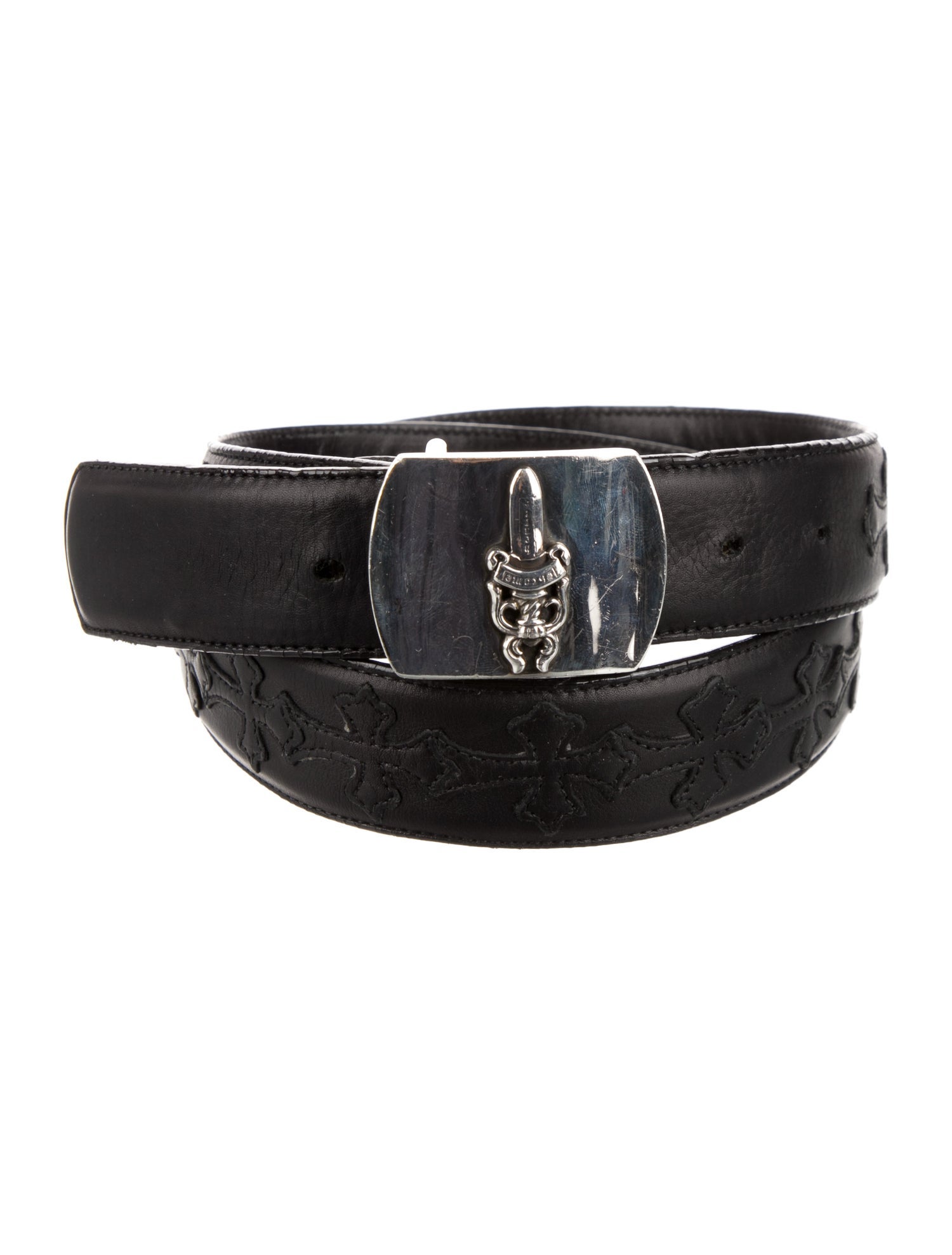 Chrome Hearts Cross Patch Belt Leather Waist Belt