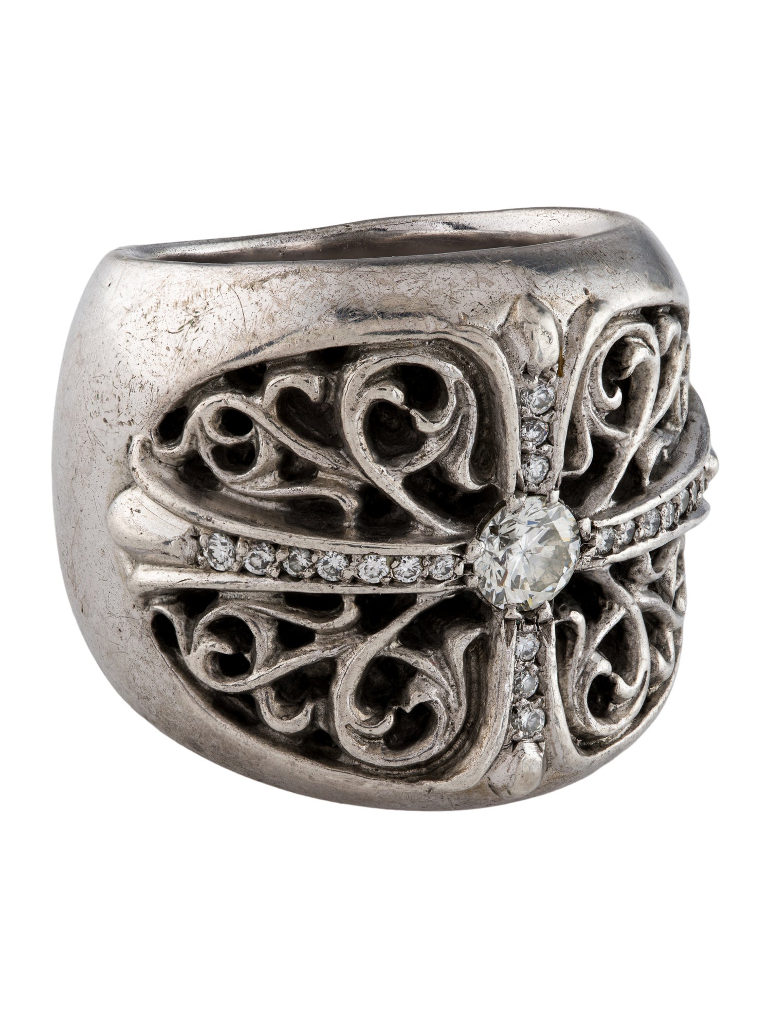 Chrome Hearts Diamond Classic Oval Cross Ring