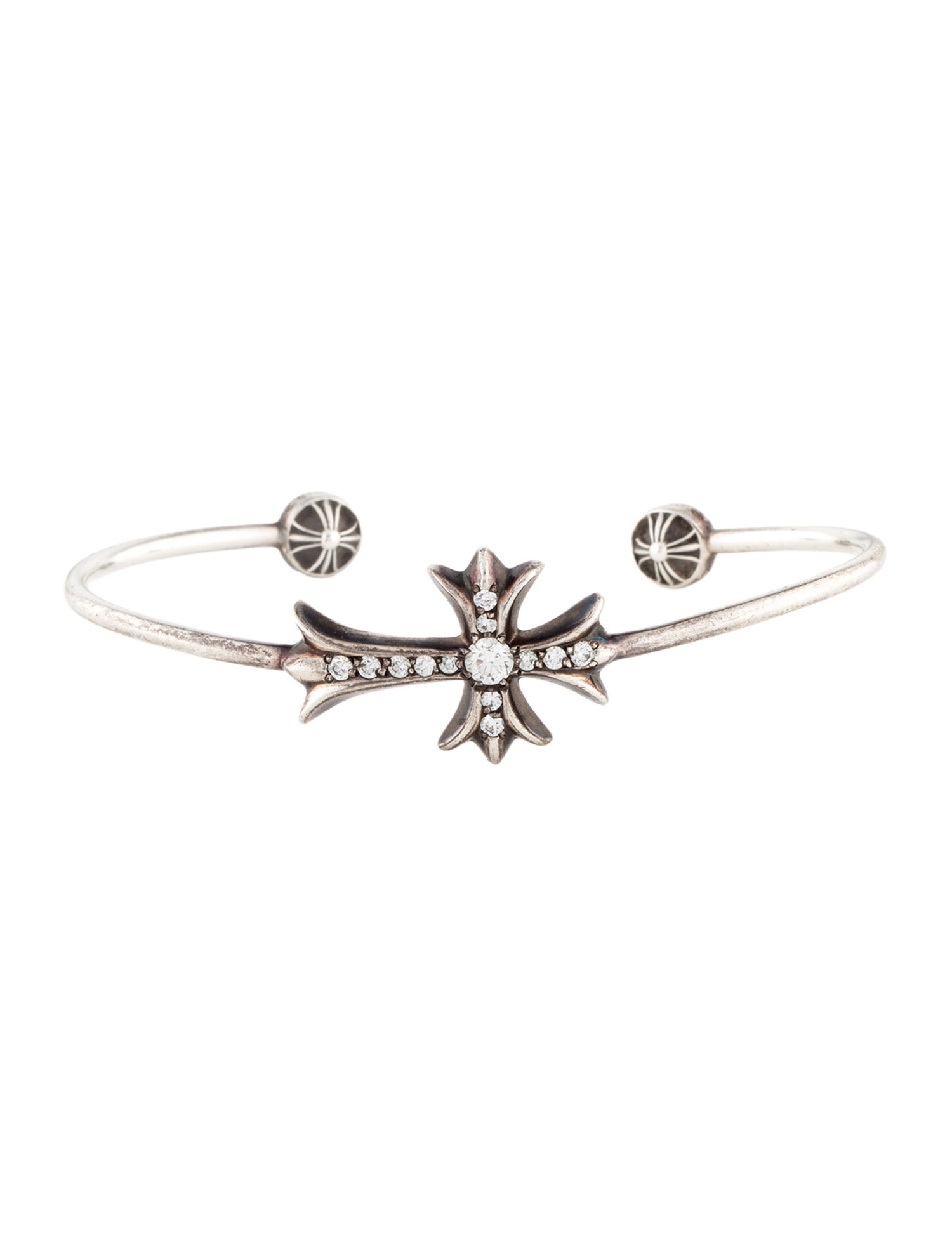 Chrome Hearts Diamond Skinny Tiny Cross Cuff