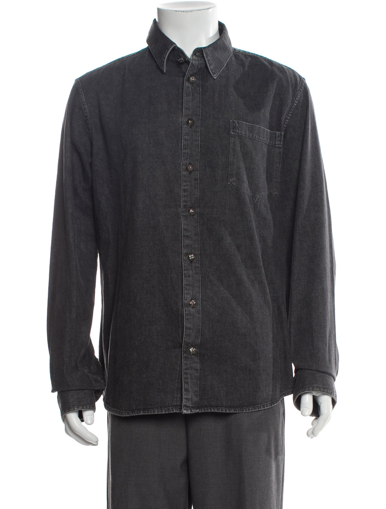 Chrome Hearts Leather Cross Patch Long Sleeve Shirt