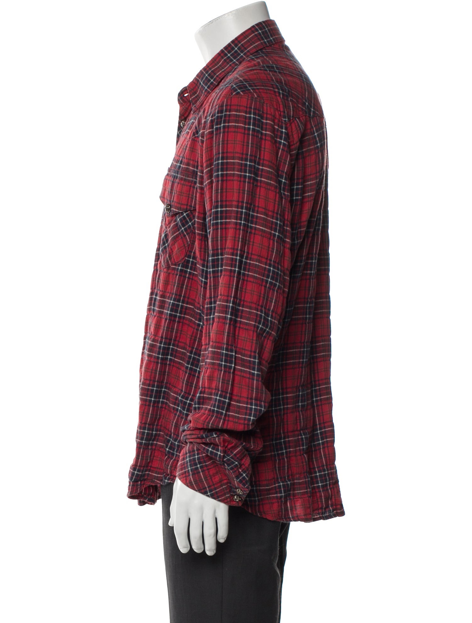 Chrome Hearts Snap Flannel Plaid Print Western Shirt