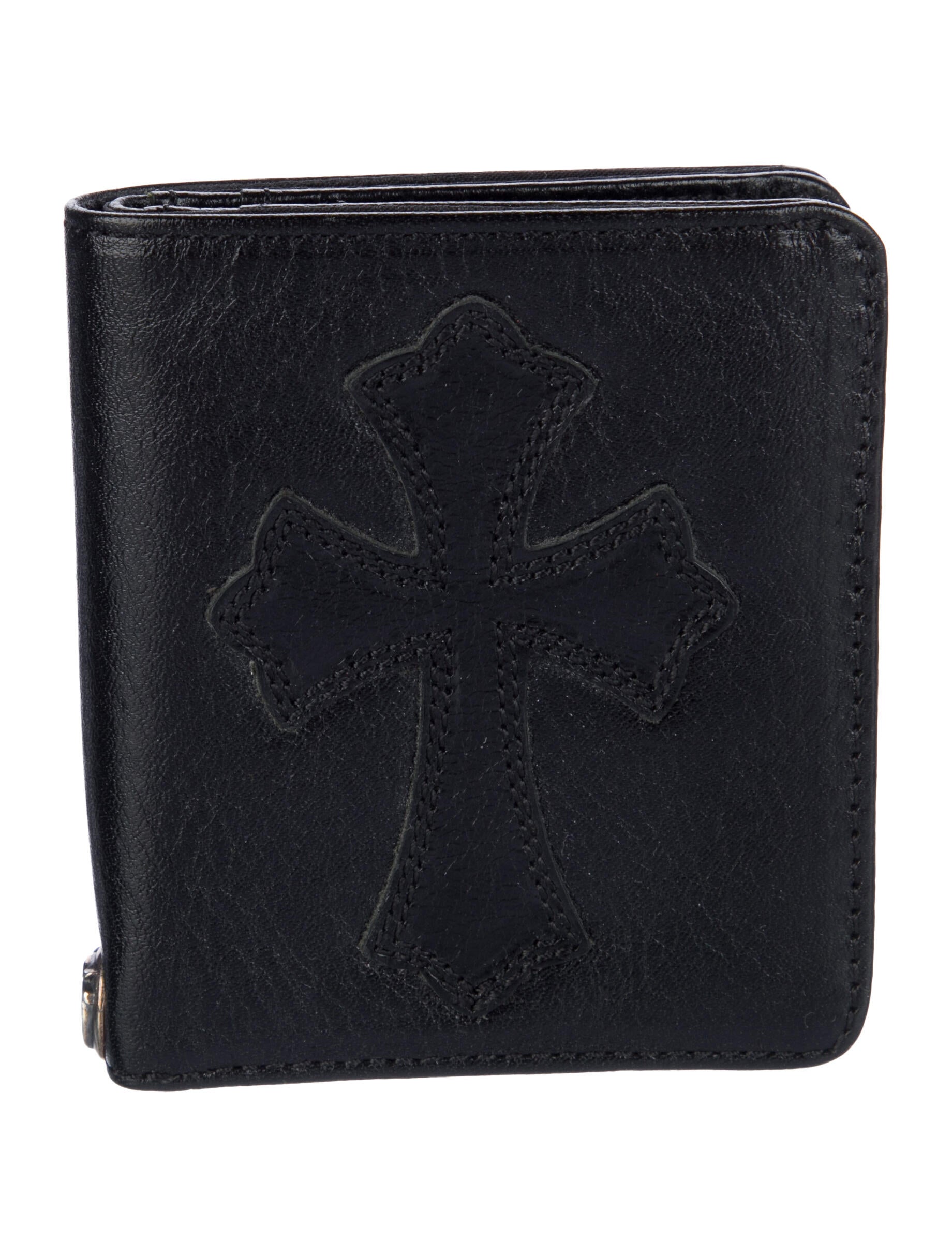 Chrome Hearts Cross Patch Bifold Leather Compact Wallet