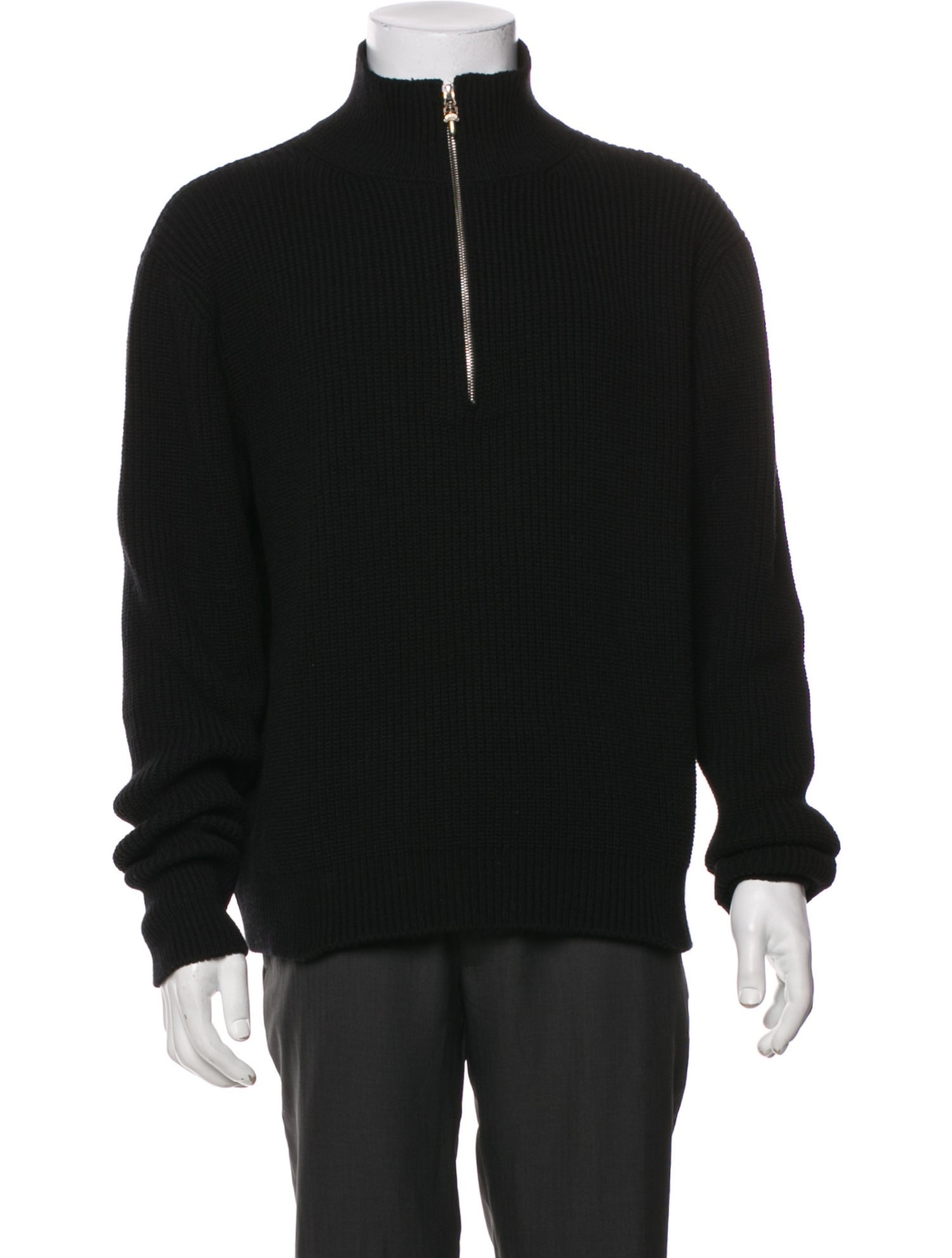 Chrome Hearts Cemetery Cross Patch Quarter Zip Cashmere Pullover