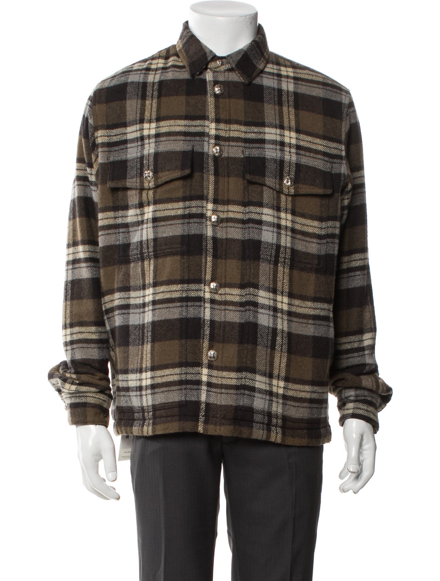 Chrome Hearts Lined Flannel Plaid Print Utility Jacket