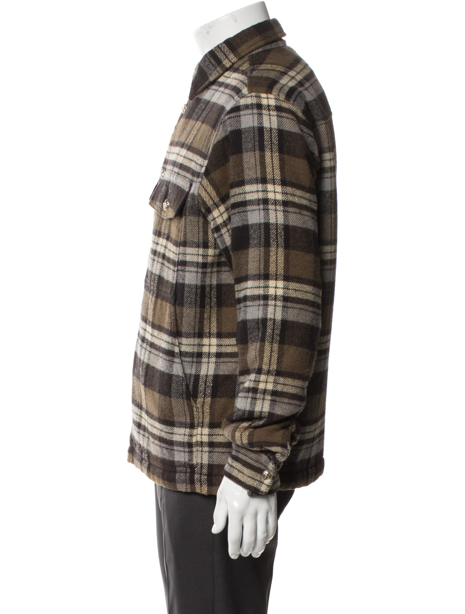 Chrome Hearts Lined Flannel Plaid Print Utility Jacket